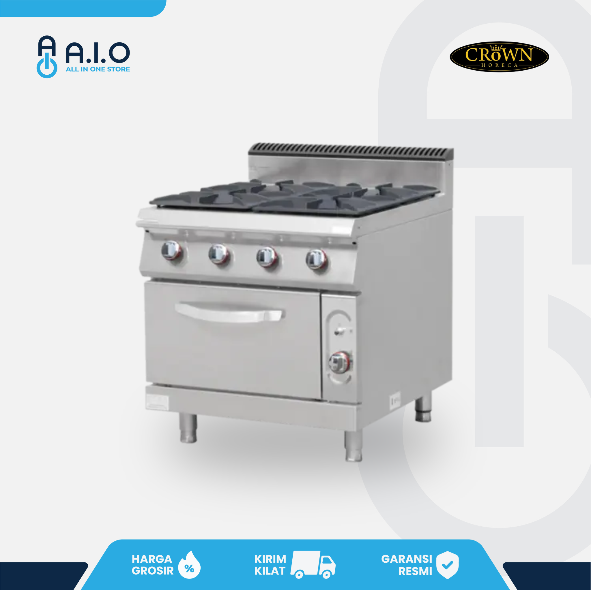CROWN - GAS RANGE 4 BURNERS WITH OVEN - RQB 700 4S