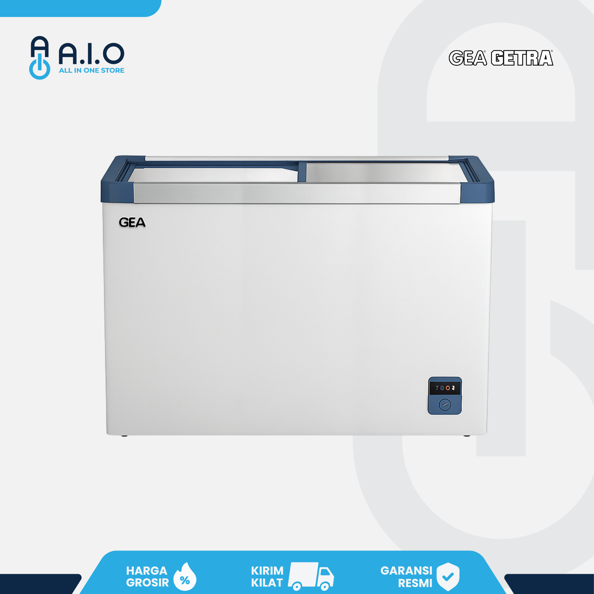 GEA - CHEST FREEZER 2 PINTU (SLIDING FLAT GLASS) 301 L - SD 256H