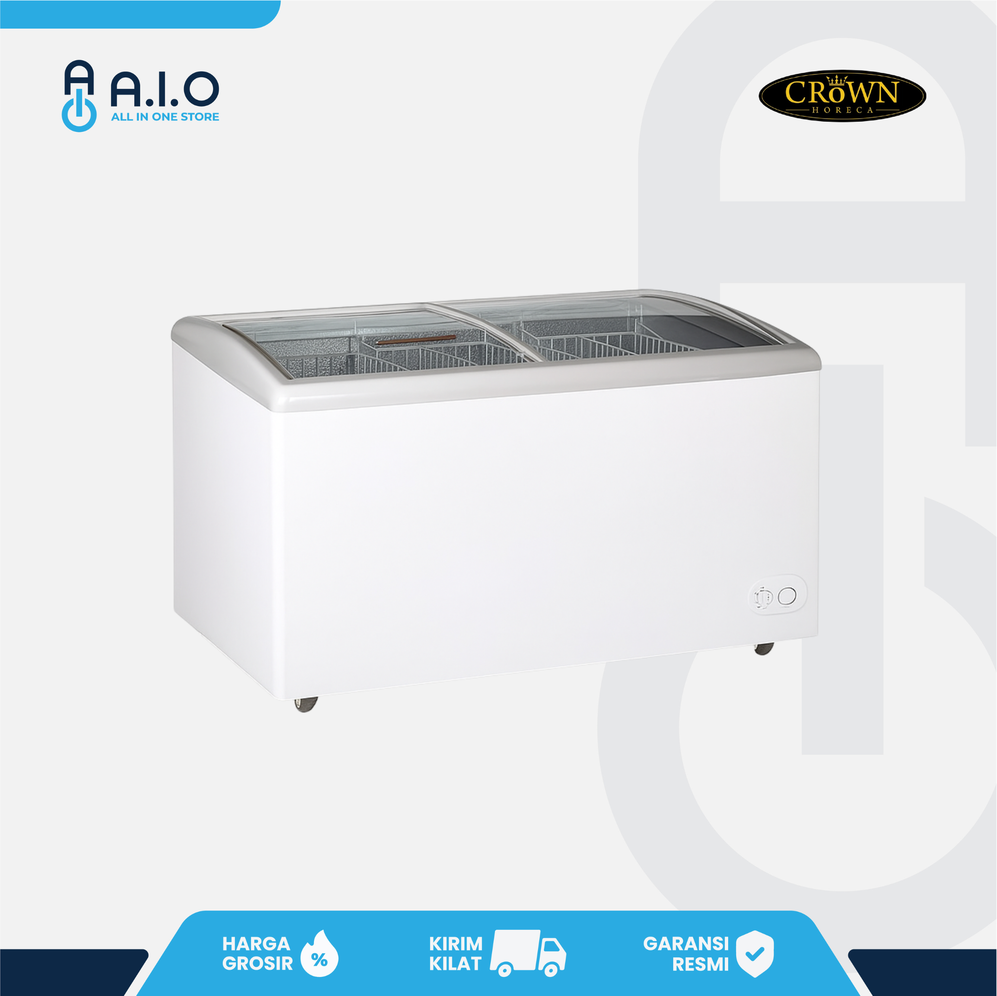 CROWN - SLIDING CURVE GLASS FREEZER 2 PINTU 338 L - SD 338