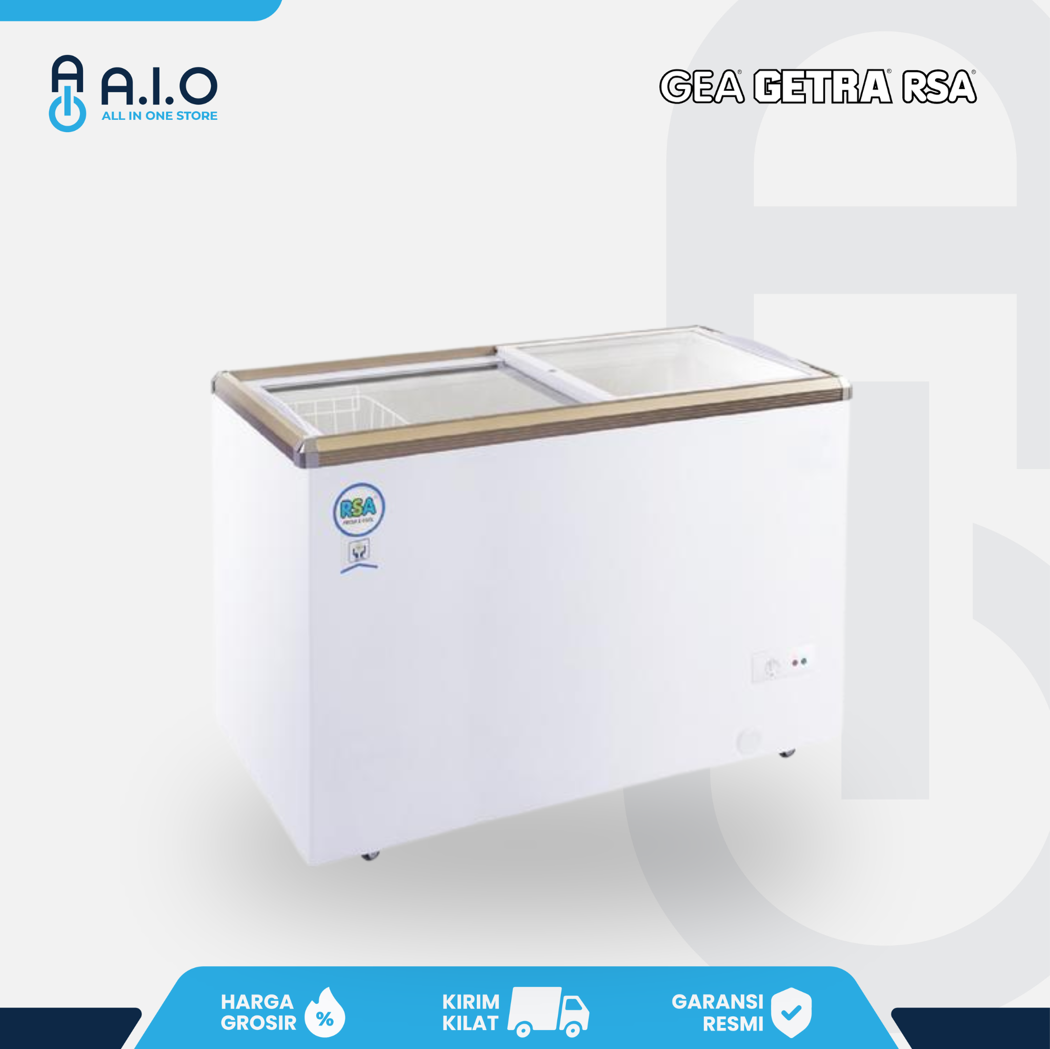 RSA - CHEST FREEZER 2 PINTU (SLIDING FLAT GLASS) 288 L - XS 320