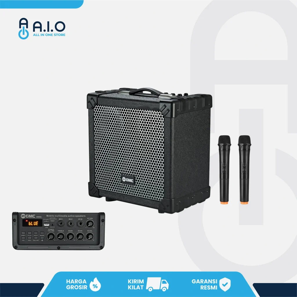 20 Rekomendasi Speaker Bluetooth Full Bass Terbaik 19 GMC - SPEAKER BLUETOOTH - 888Q MIC UHF