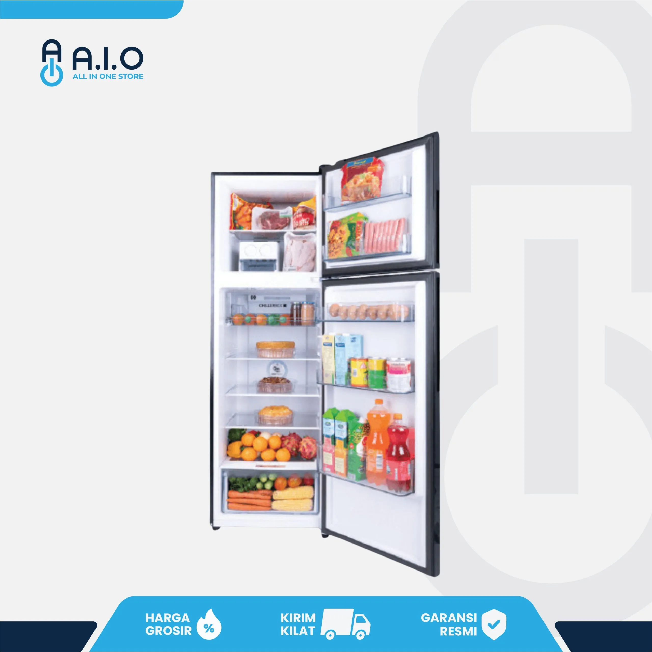 AQUA - KULKAS 2 PINTU 270 L - AQR 355IG(BK) 2 AQUA - KULKAS 2 PINTU 270 L - AQR 355IG(BK) - Gambar 2