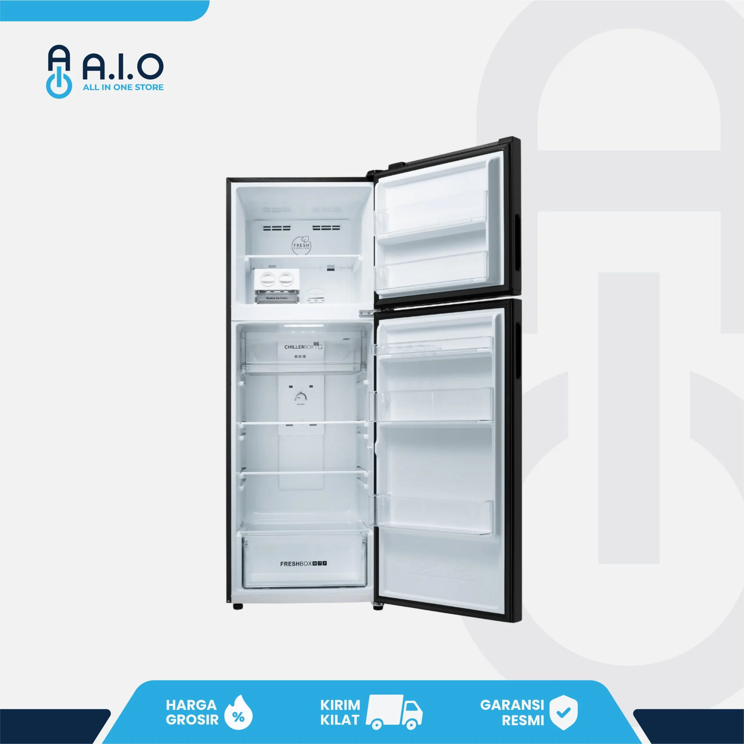 AQUA - KULKAS 2 PINTU 333 L - AQR 395IM(BK) 3 AQUA - KULKAS 2 PINTU 333 L - AQR 395IM(BK) - Gambar 3