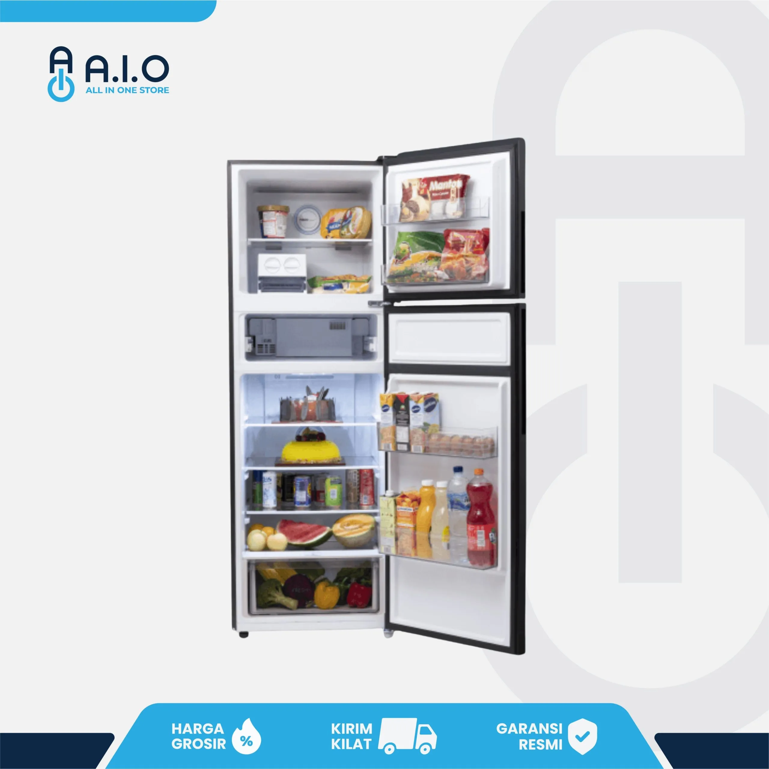 AQUA - KULKAS 2 PINTU 312 L - AQR 405IG(BK) 3 AQUA - KULKAS 2 PINTU 312 L - AQR 405IG(BK) - Gambar 3