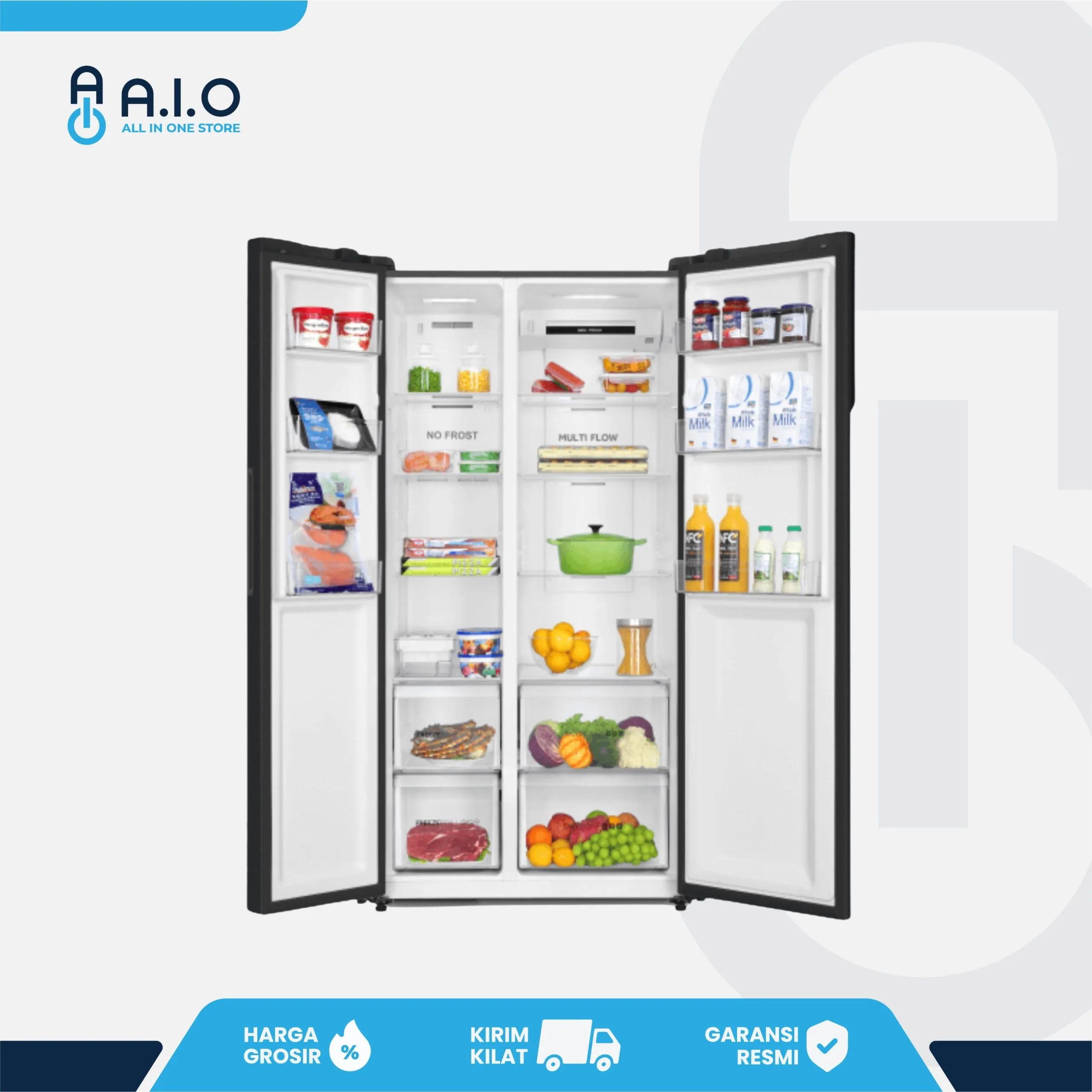 AQUA - KULKAS SIDE BY SIDE 541 L - AQR 605IG(GB) 2 AQUA - KULKAS SIDE BY SIDE 541 L - AQR 605IG(GB) - Gambar 2