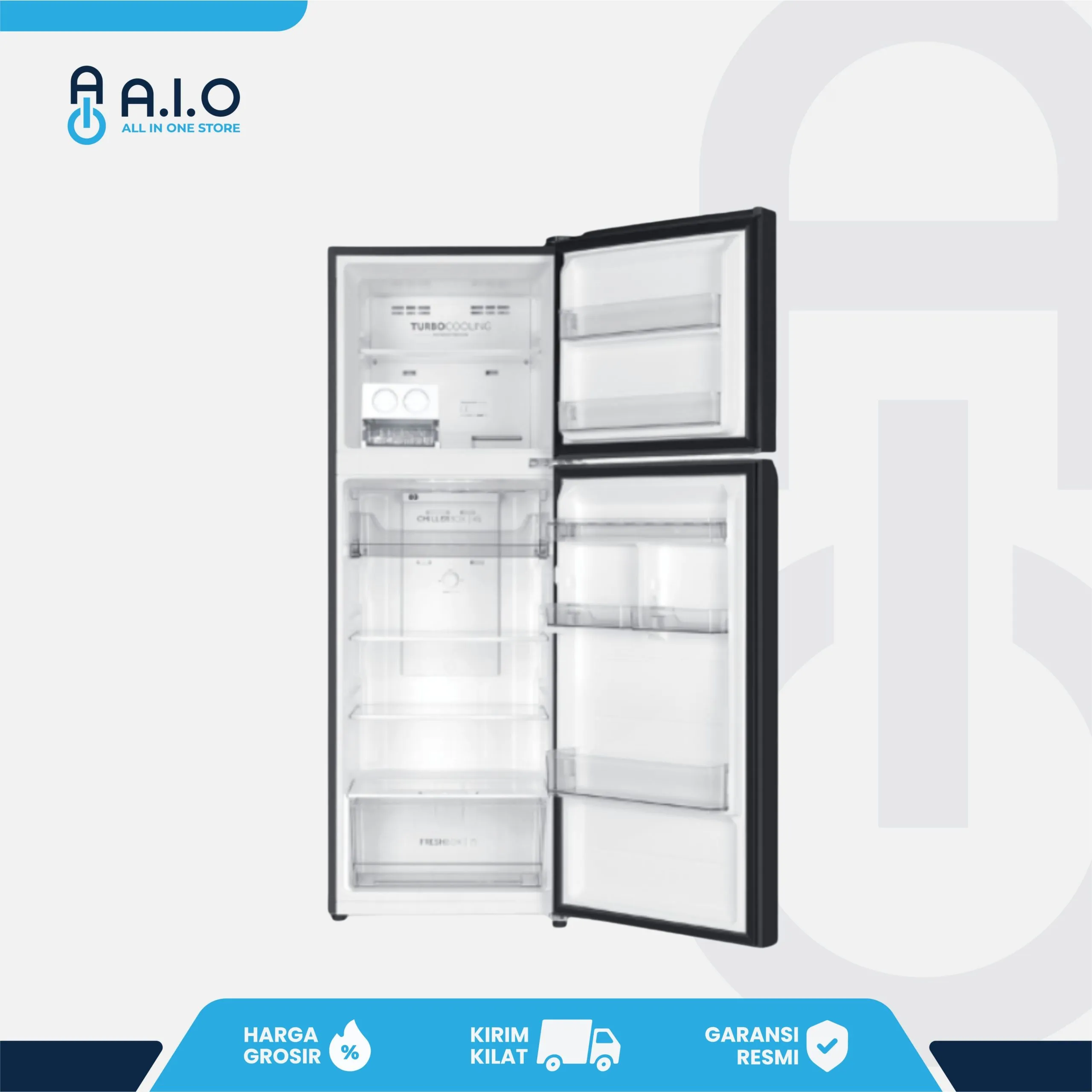 AQUA - KULKAS 2 PINTU 225 L - AQR DTM285CBP(DS) 2 AQUA - KULKAS 2 PINTU 225 L - AQR DTM285CBP(DS) - Gambar 2