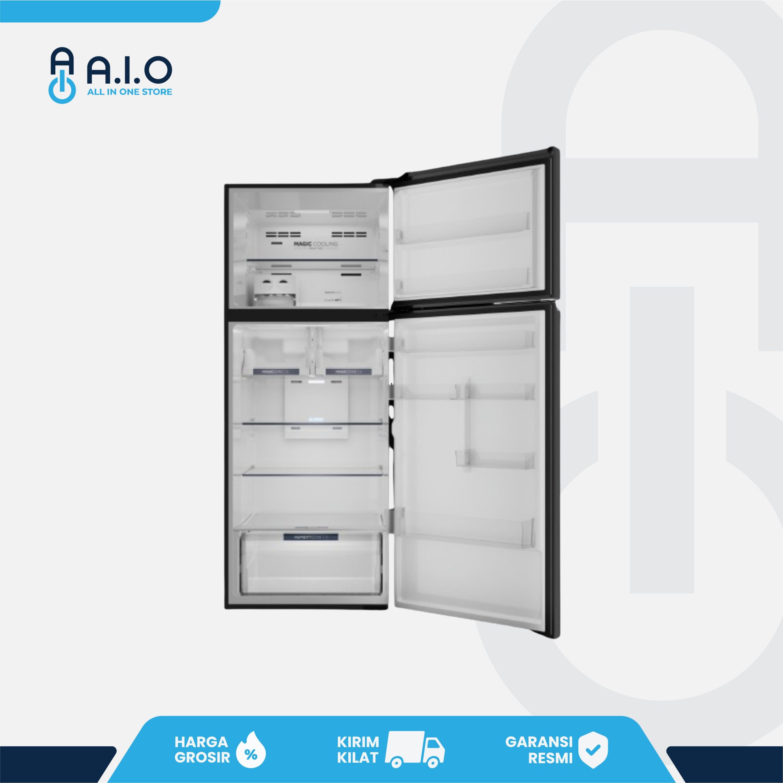 AQUA - KULKAS 2 PINTU 480 L - AQR VTM535RAG(BK) 4 AQUA - KULKAS 2 PINTU 480 L - AQR VTM535RAG(BK) - Gambar 4