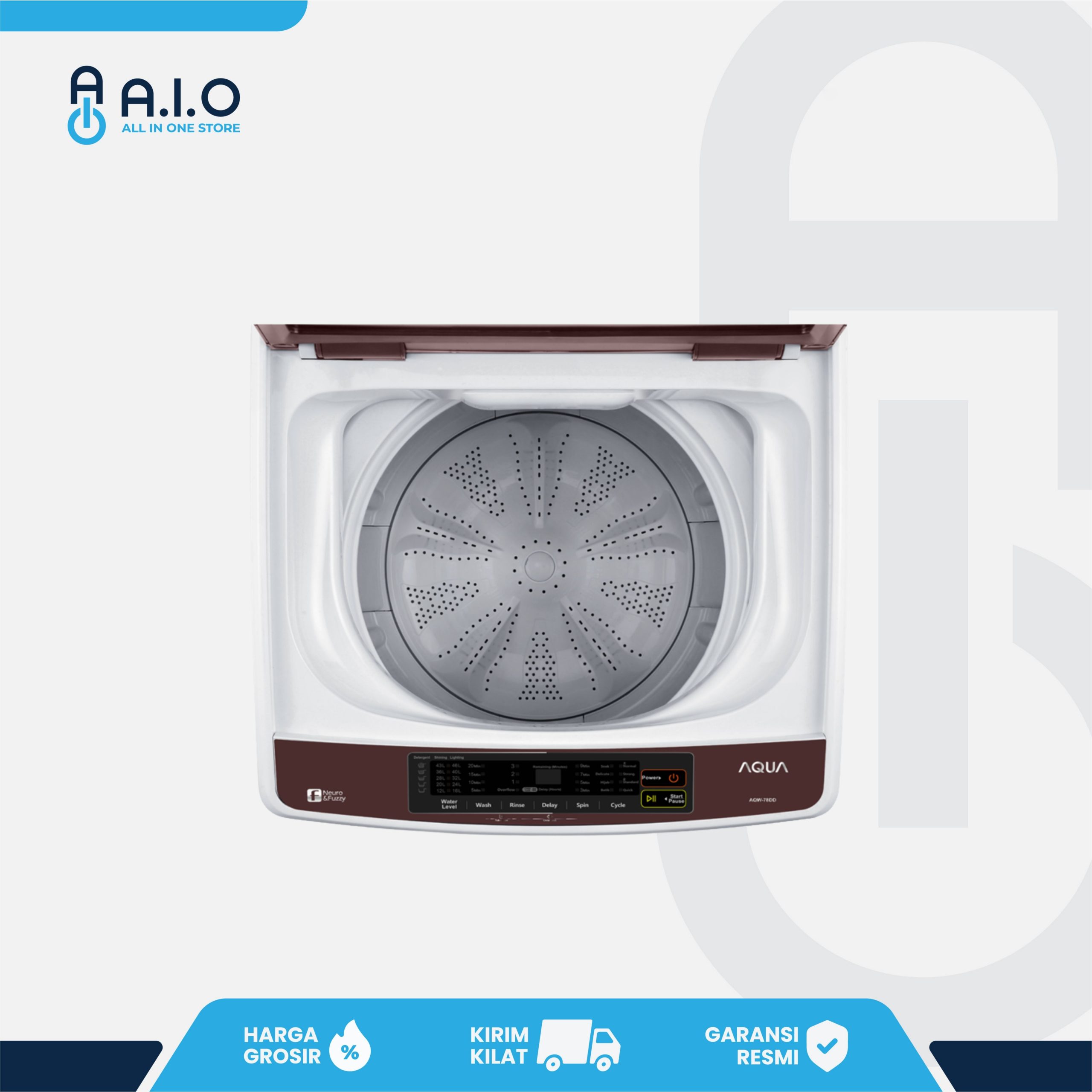 AQUA - MESIN CUCI TOP LOADING 7 KG - AQW 78DD(BK) 2 AQUA - MESIN CUCI TOP LOADING 7 KG - AQW 78DD(BK) - Gambar 2