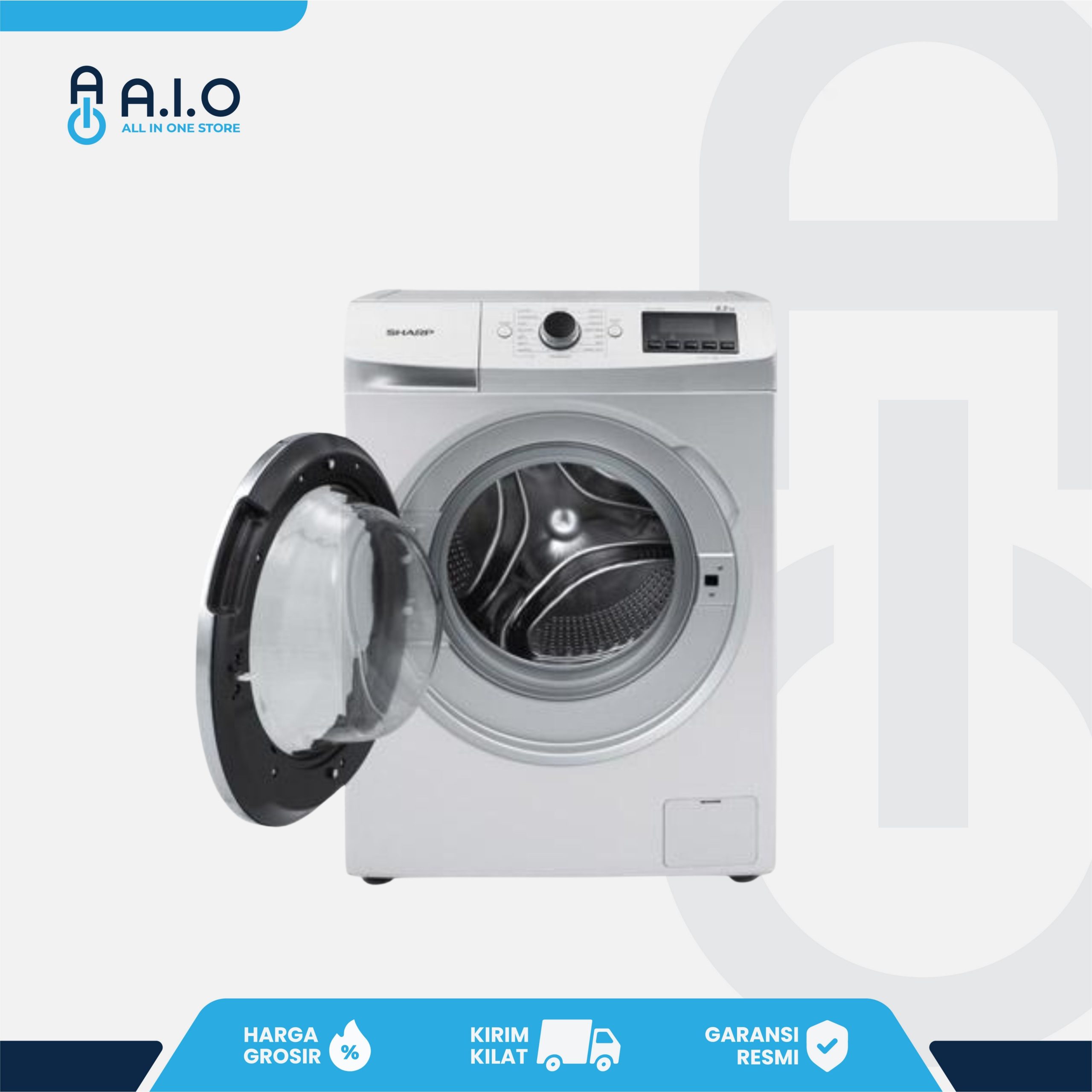 SHARP - MESIN CUCI FRONT LOADING 8.5 KG - ES FL1083W 2 SHARP - MESIN CUCI FRONT LOADING 8.5 KG - ES FL1083W - Gambar 2