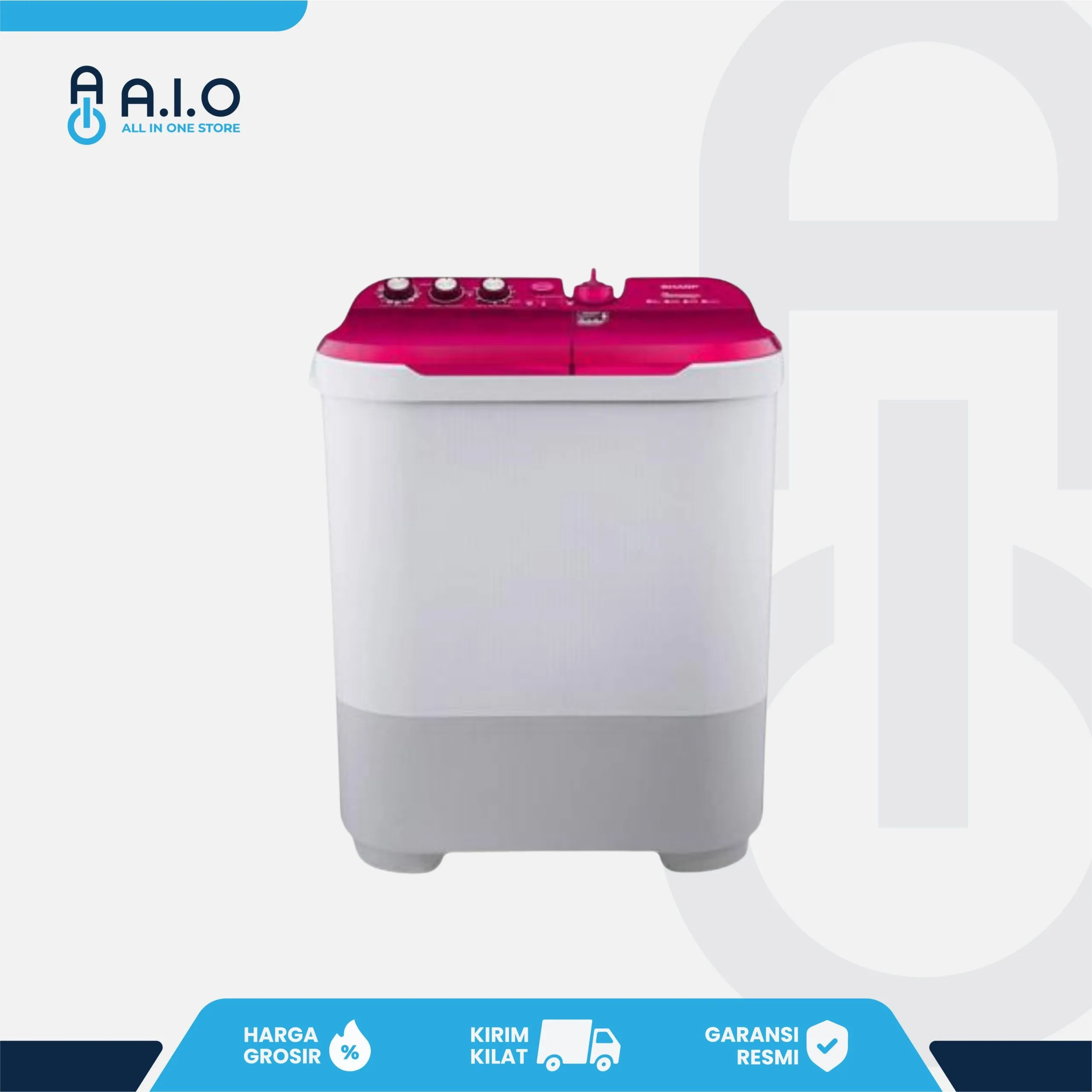 SHARP - MESIN CUCI 2 TABUNG 10 KG - ES T1090 PK