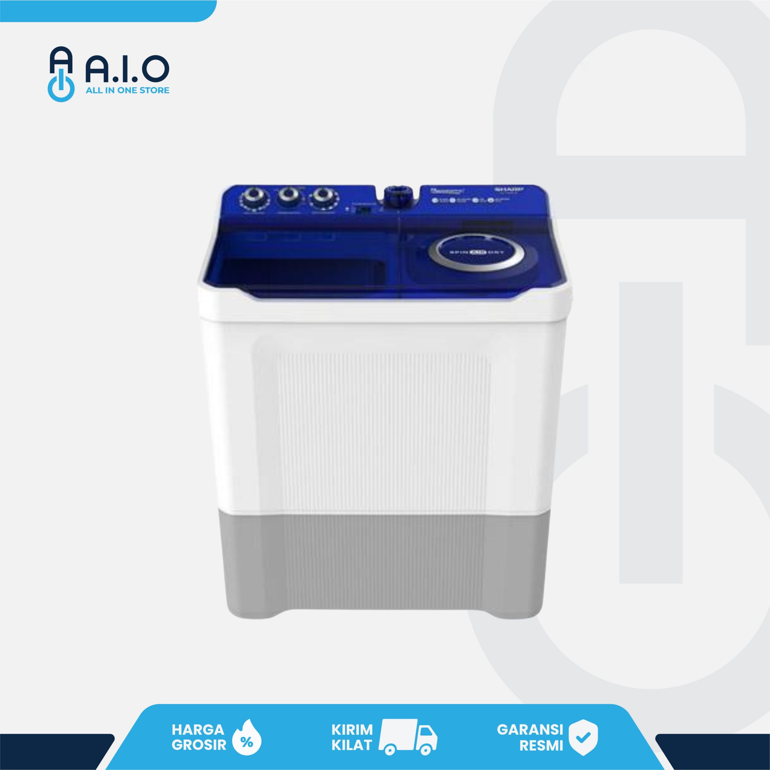 SHARP - MESIN CUCI 2 TABUNG 12 KG - ES T1290WA BL