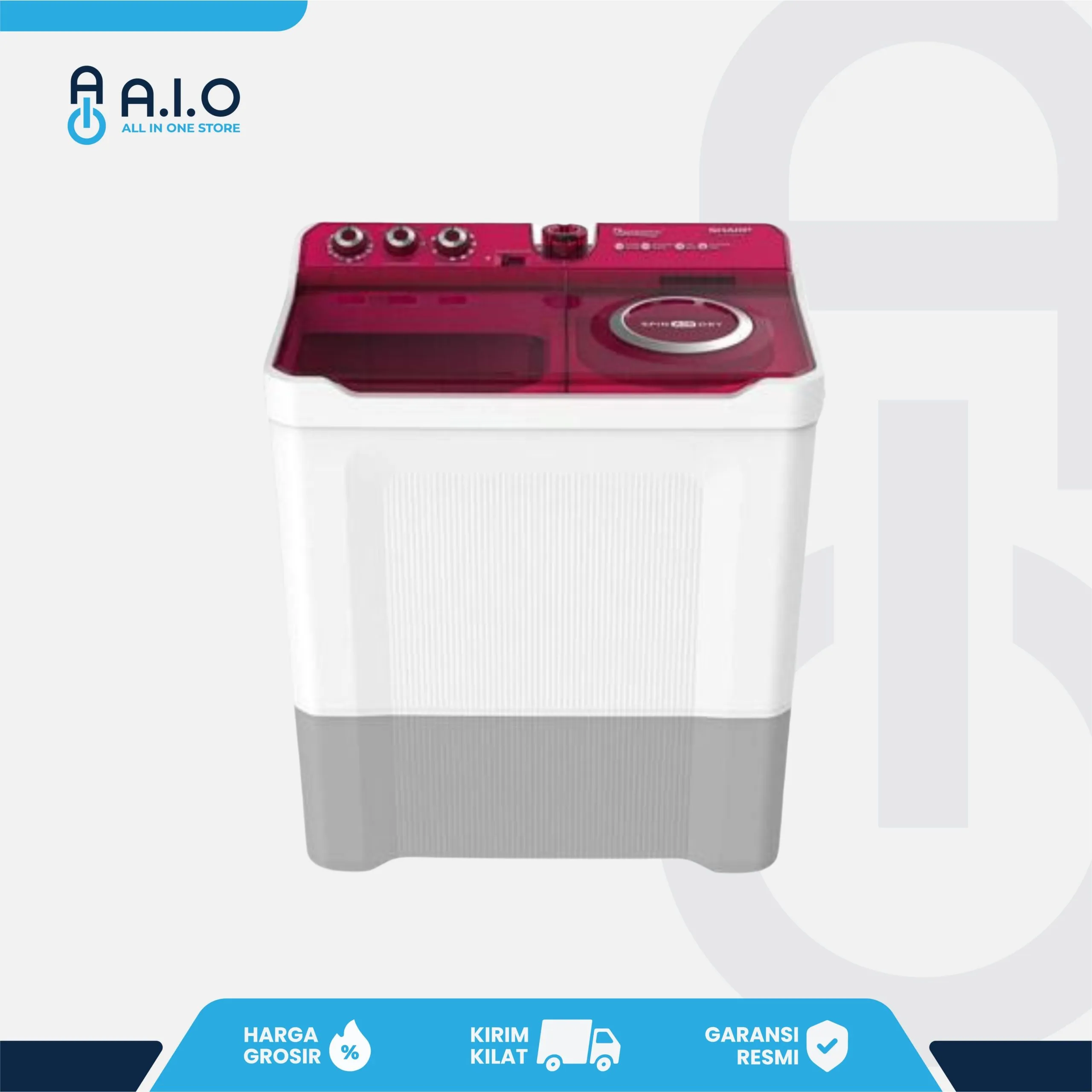 SHARP - MESIN CUCI 2 TABUNG 12 KG - ES T1290WA PK