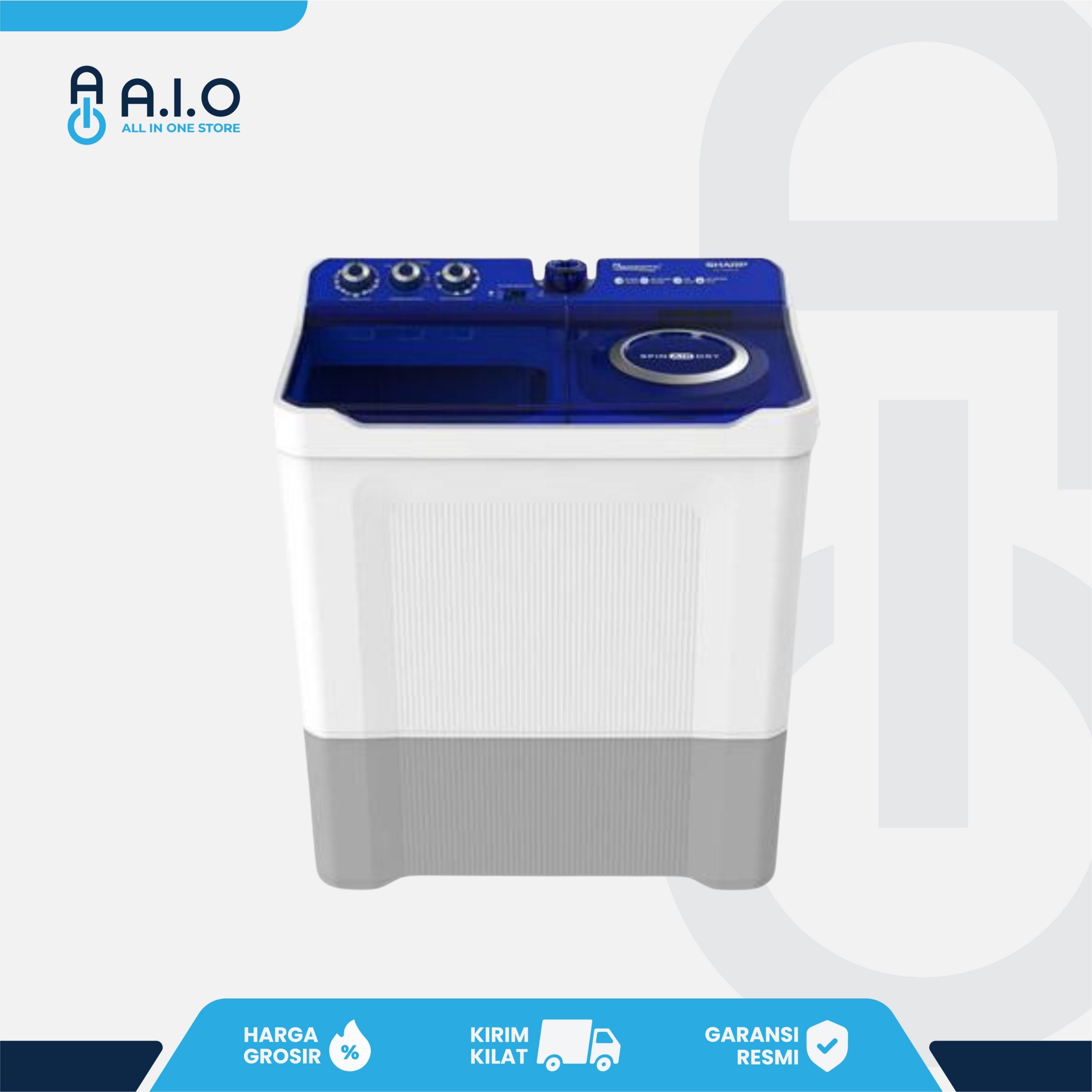 SHARP - MESIN CUCI 2 TABUNG 14 KG - ES T1490WA BL