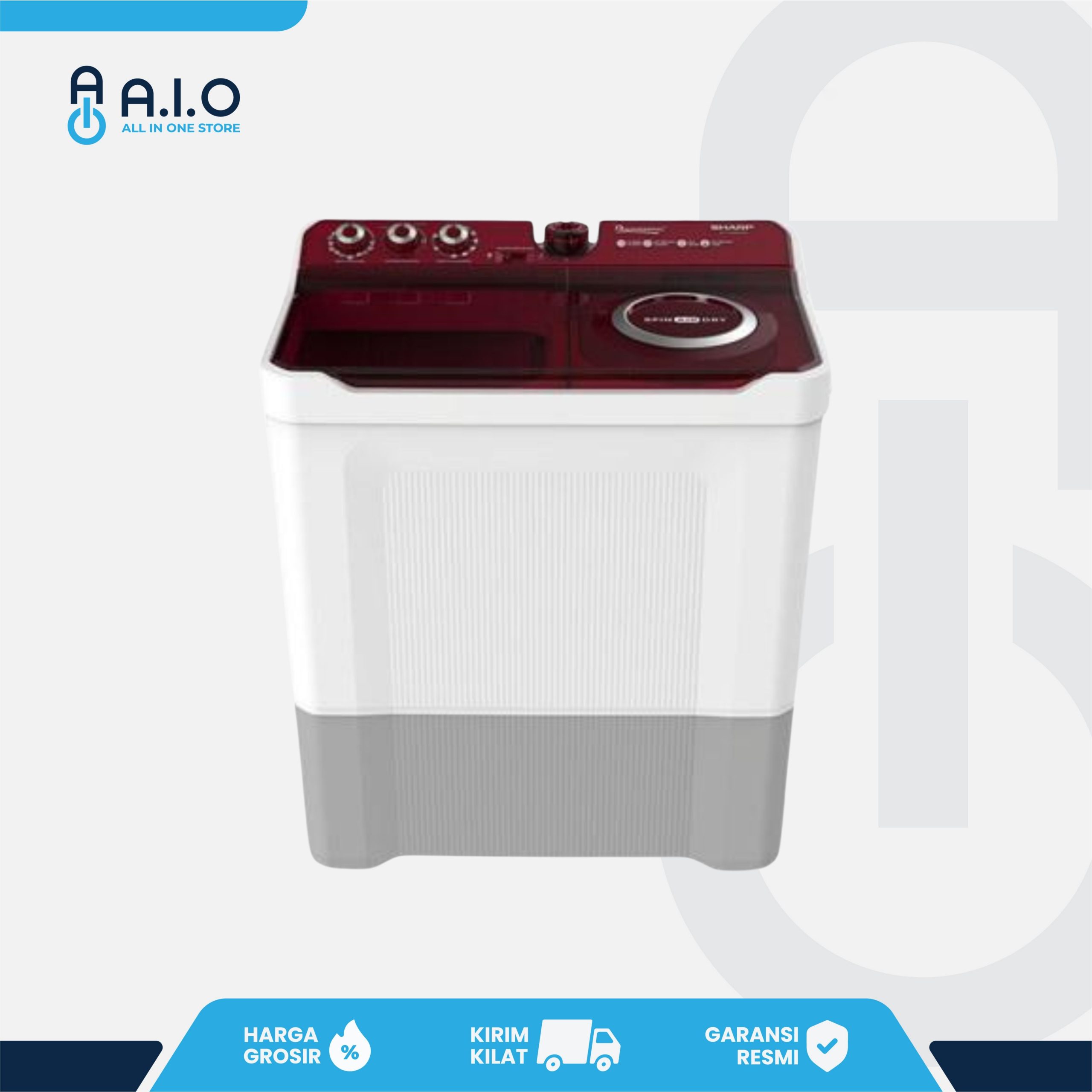 SHARP - MESIN CUCI 2 TABUNG 14 KG - ES T1490WA RD
