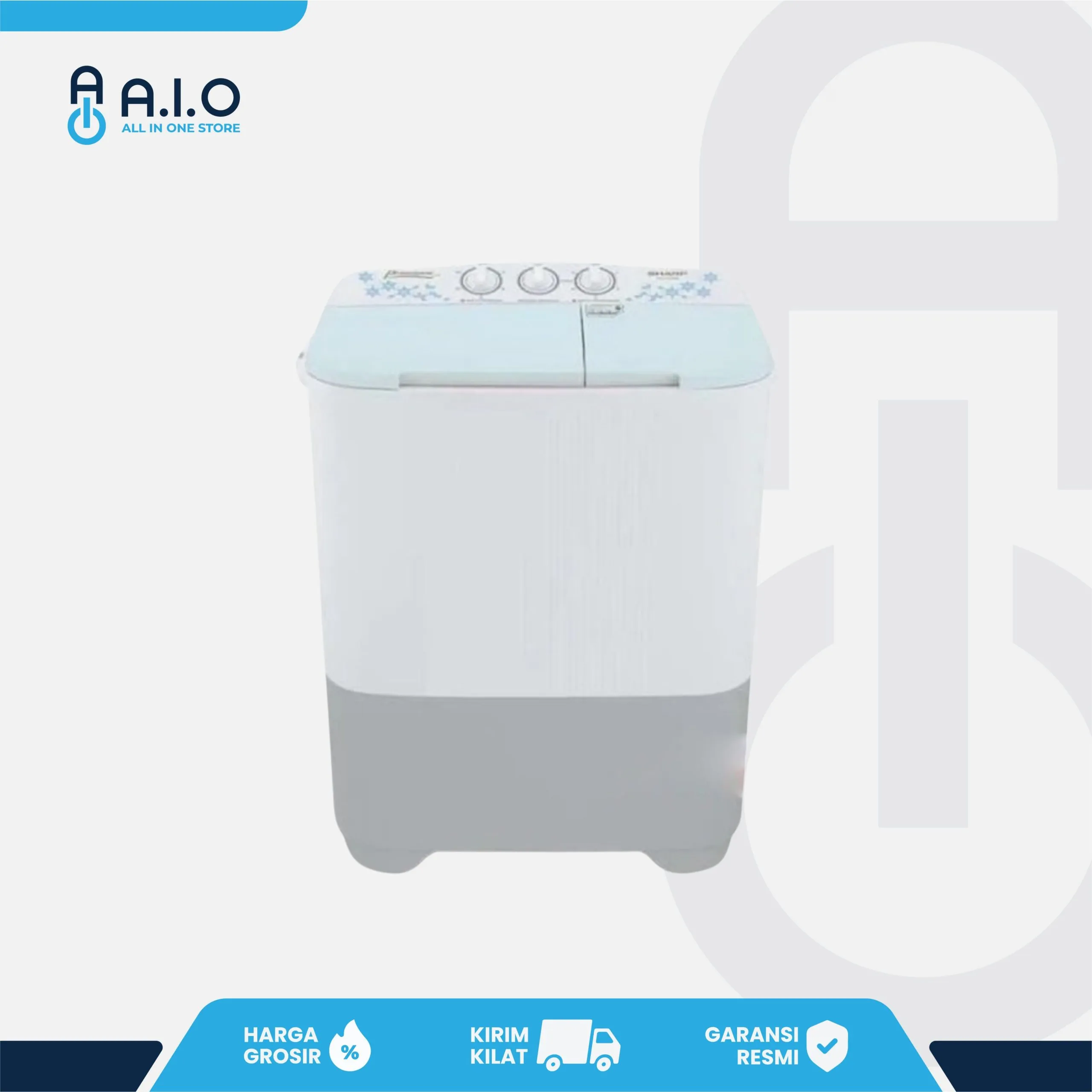 SHARP - MESIN CUCI 2 TABUNG 7 KG - ES T70MW BL