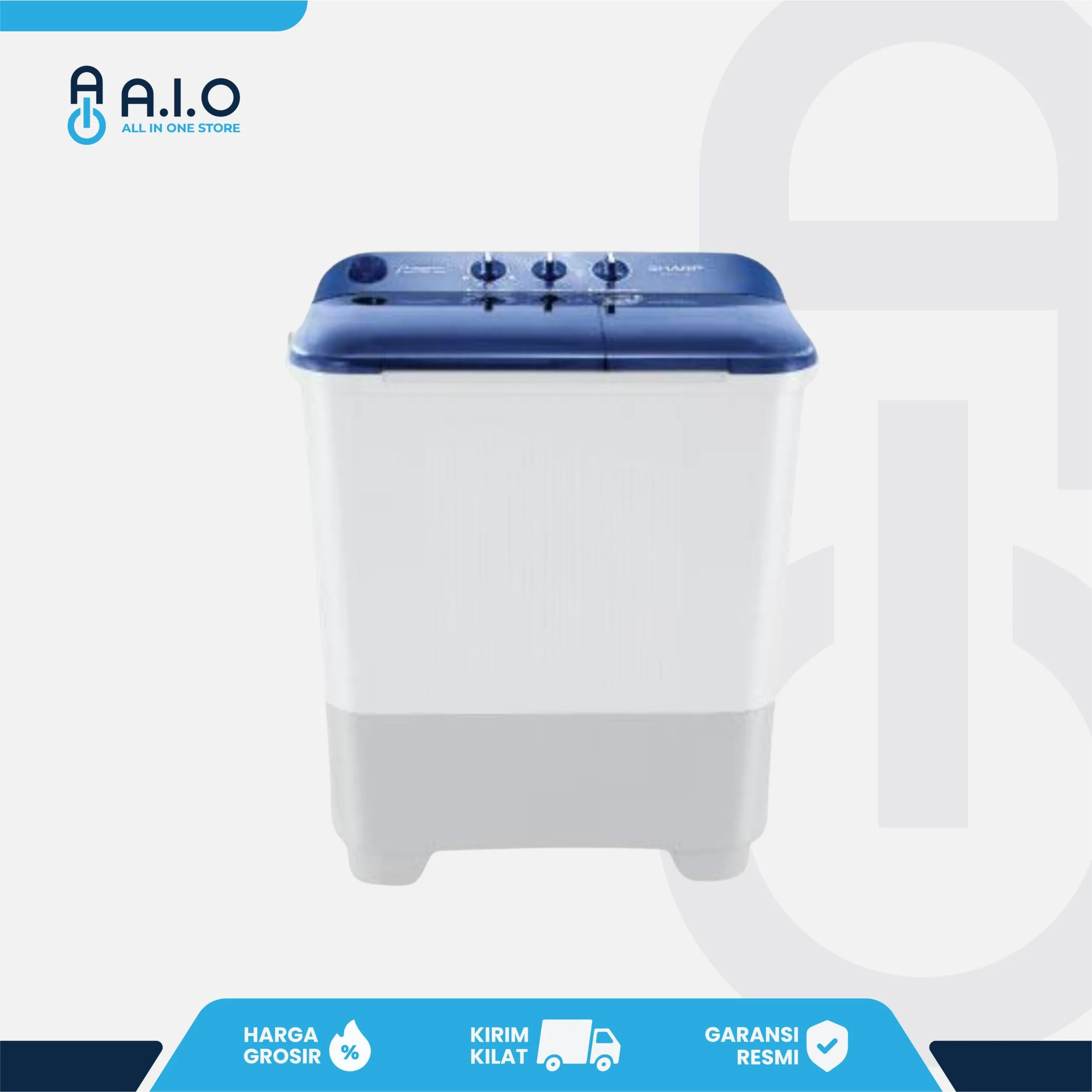 SHARP - MESIN CUCI 2 TABUNG 7.5 KG - ES T75NT BL