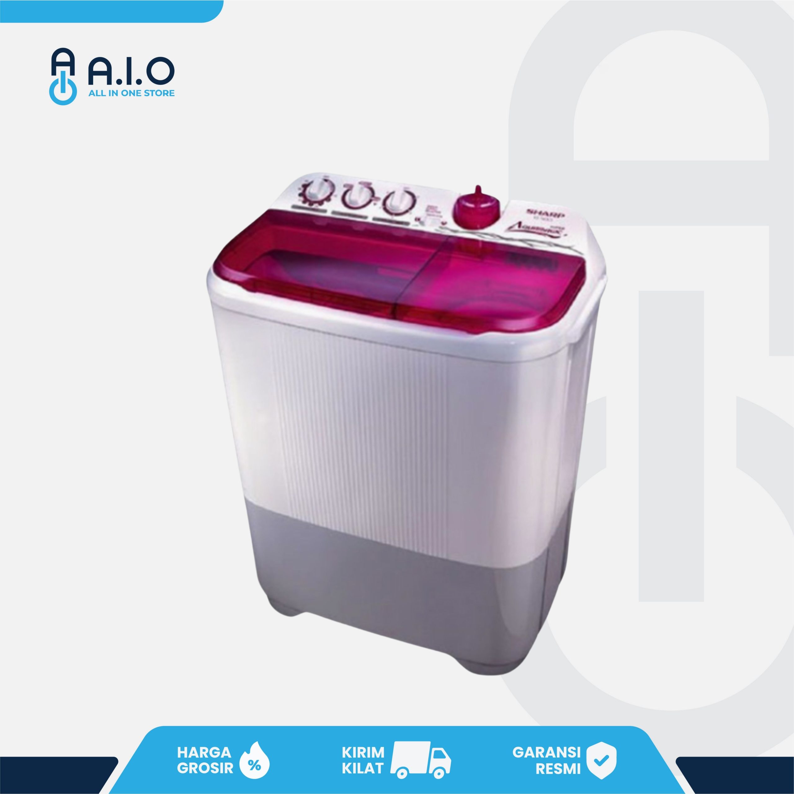 SHARP - MESIN CUCI 2 TABUNG 8 KG - ES T85CR PK