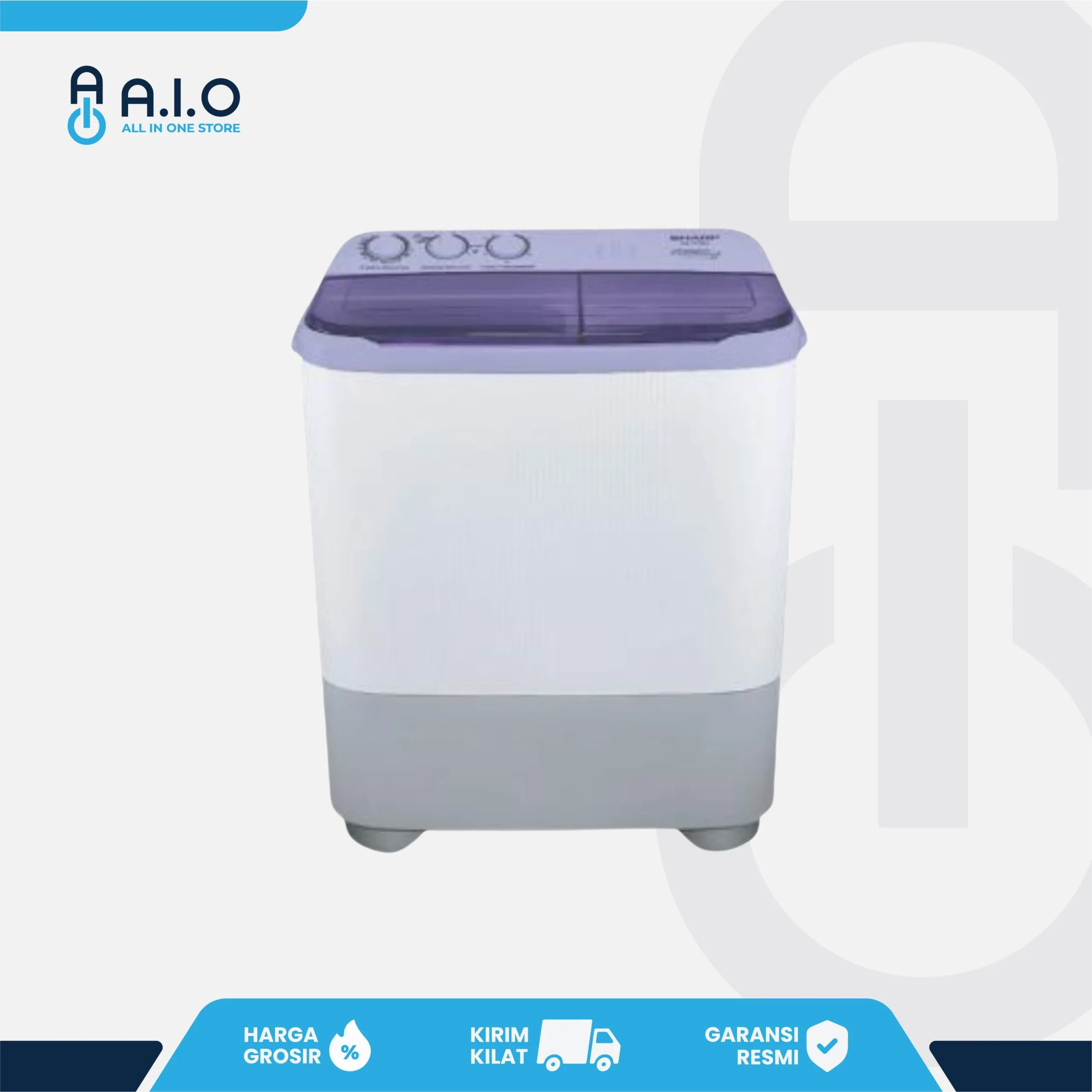 SHARP - MESIN CUCI 2 TABUNG 8 KG - ES T85NT LC