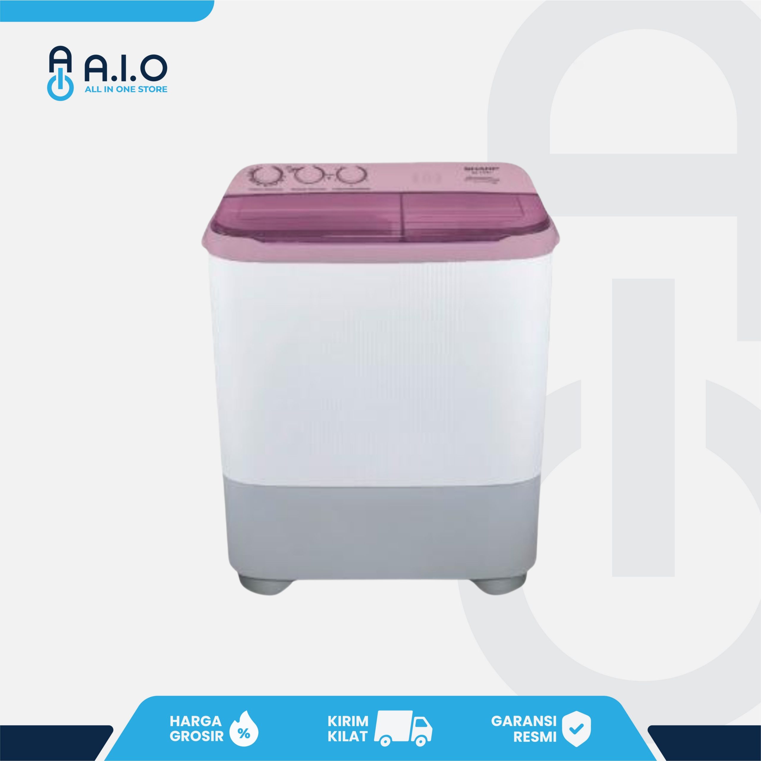 SHARP - MESIN CUCI 2 TABUNG 8 KG - ES T85NT PK