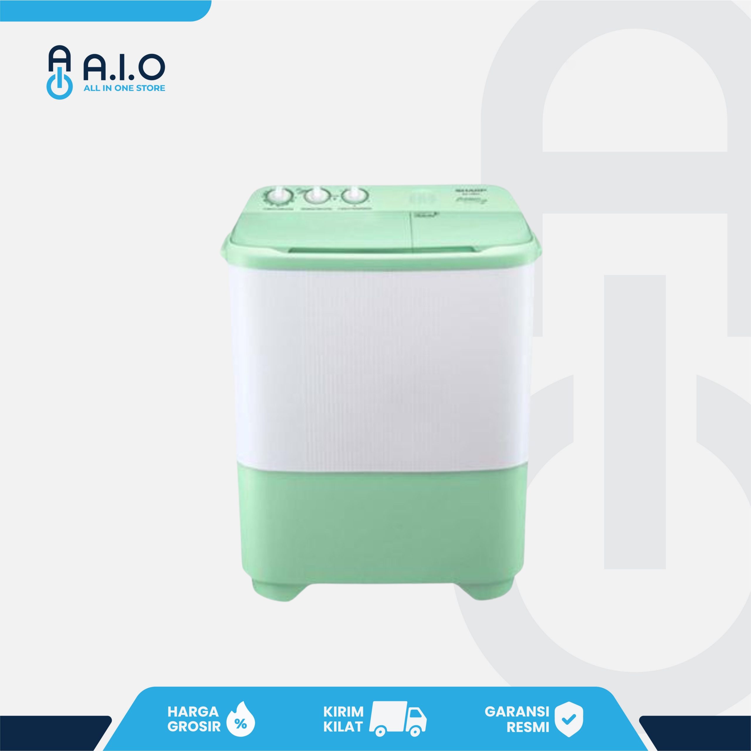 SHARP - MESIN CUCI 2 TABUNG 7.5 KG - ES T89SJ GR