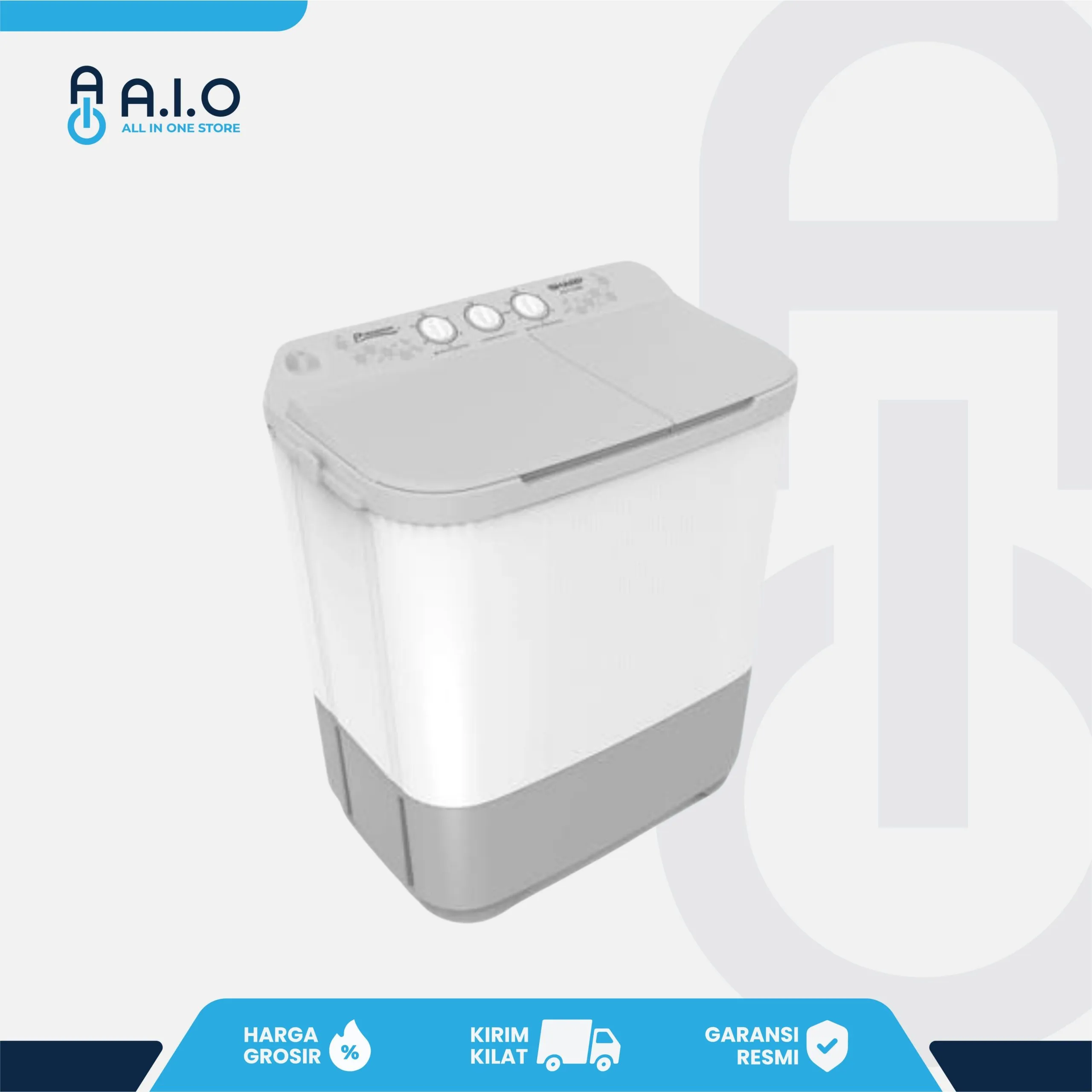 SHARP - MESIN CUCI 2 TABUNG 8 KG - ES T90MW HK