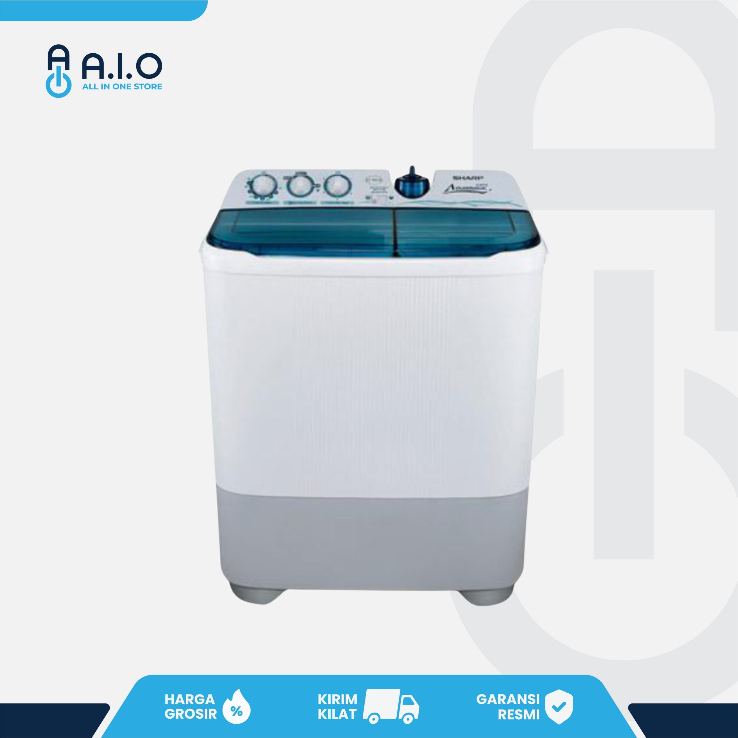 SHARP - MESIN CUCI 2 TABUNG 9 KG - ES T95CR BK