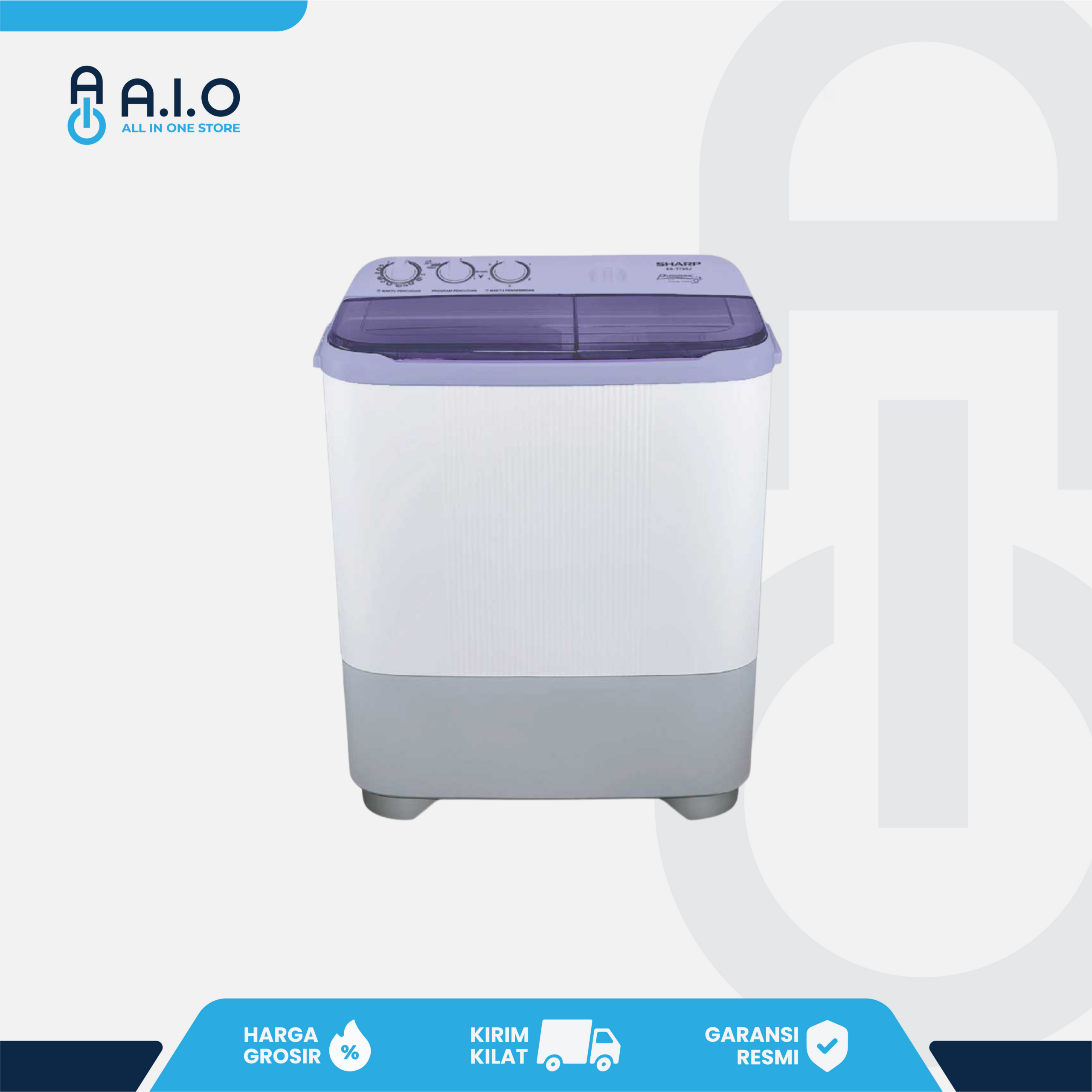 SHARP - MESIN CUCI 2 TABUNG 9 KG - ES T1070SJ BL