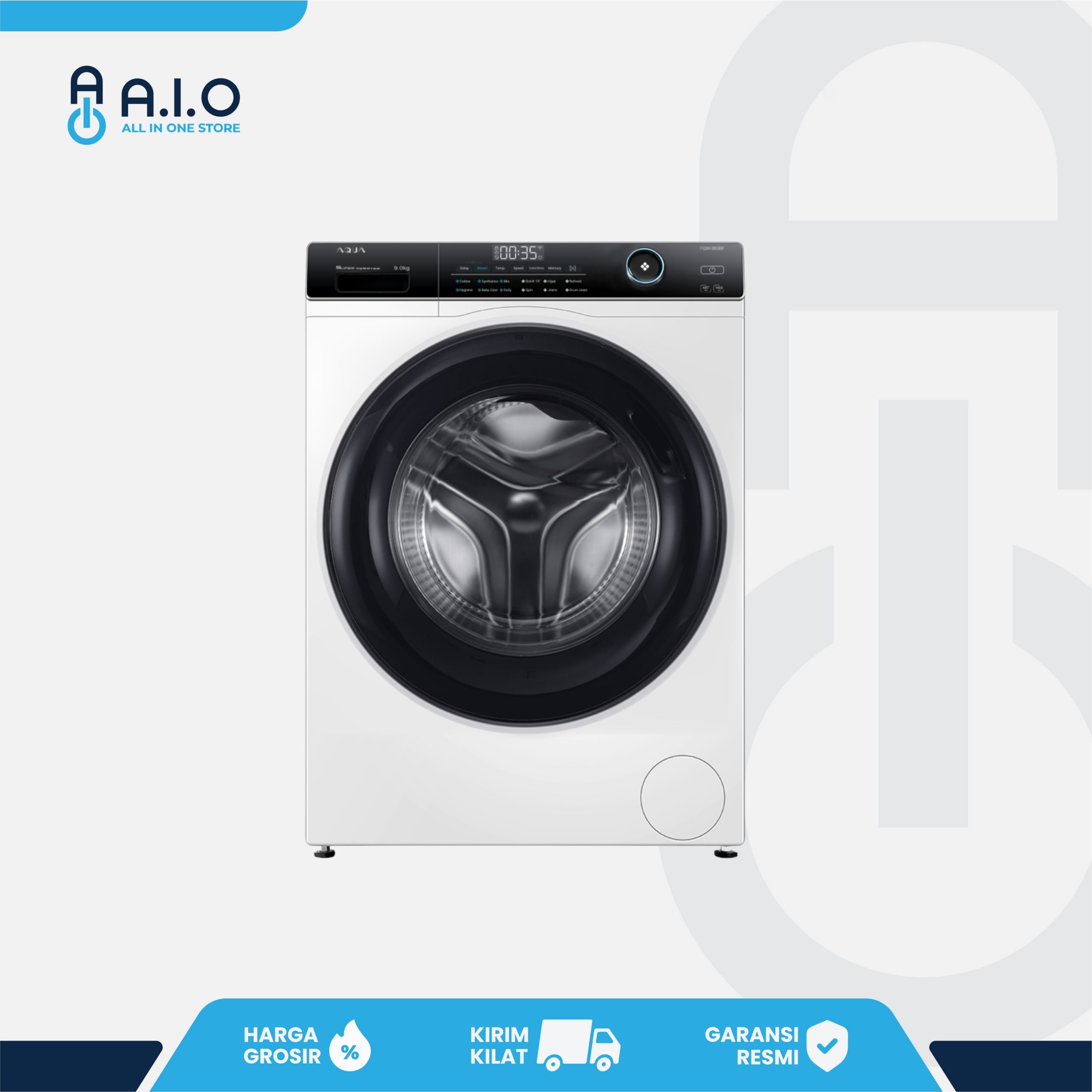 AQUA - MESIN CUCI FRONT LOADING 9 KG - FQW 950BF 1 AQUA - MESIN CUCI FRONT LOADING 9 KG - FQW 950BF