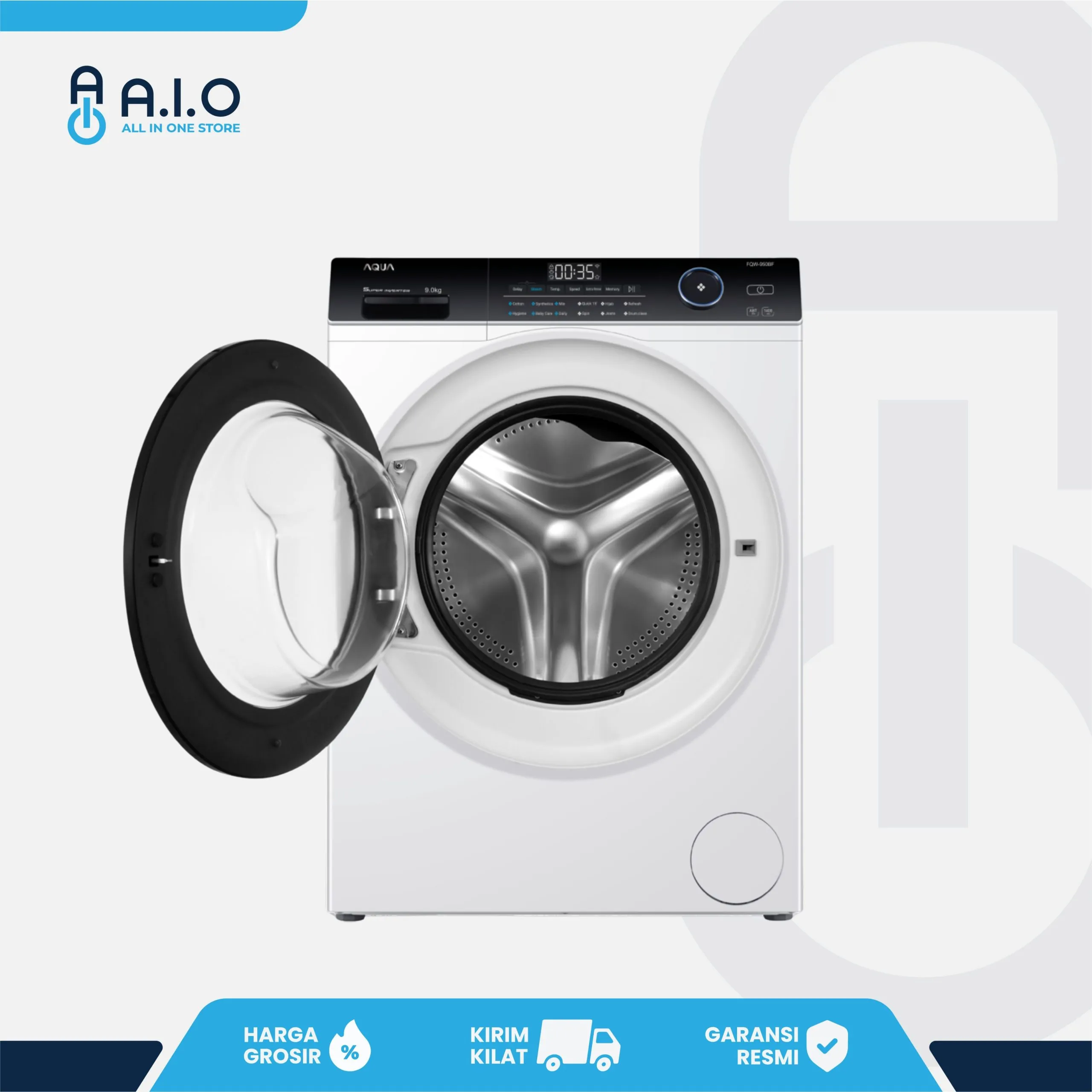AQUA - MESIN CUCI FRONT LOADING 9 KG - FQW 950BF 4 AQUA - MESIN CUCI FRONT LOADING 9 KG - FQW 950BF - Image 4