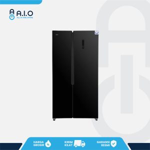 GEA - KULKAS BLACK GLASS 2 DOOR - GEA 472