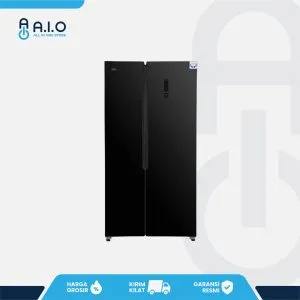 GEA - KULKAS BLACK GLASS 2 DOOR - GEA 472