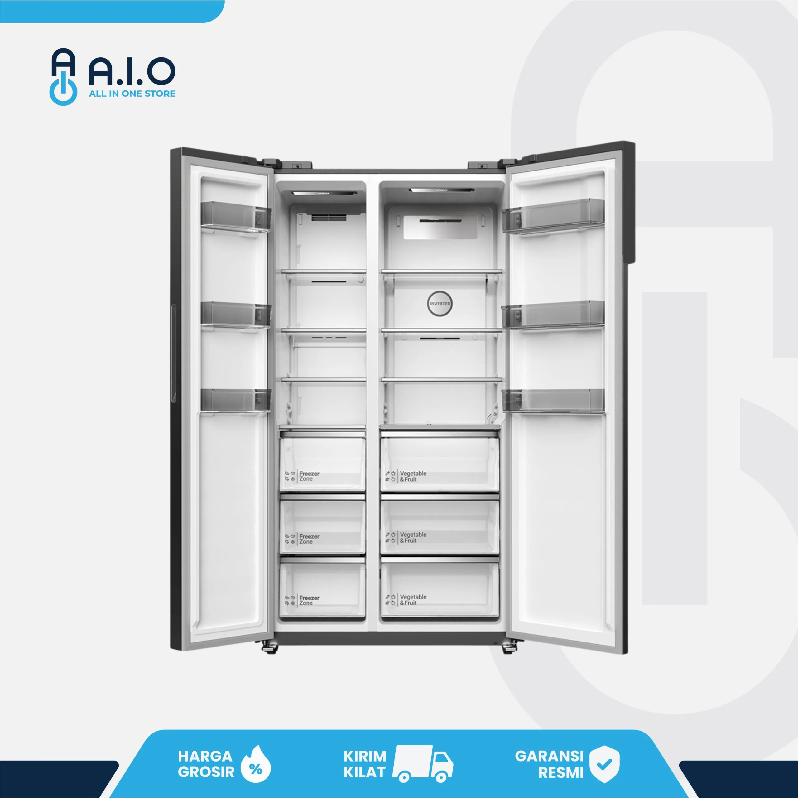 HITACHI - KULKAS SIDE BY SIDE 525 L - HRSN9552DDXID 2 HITACHI - KULKAS SIDE BY SIDE 525 L - HRSN9552DDXID - Gambar 2