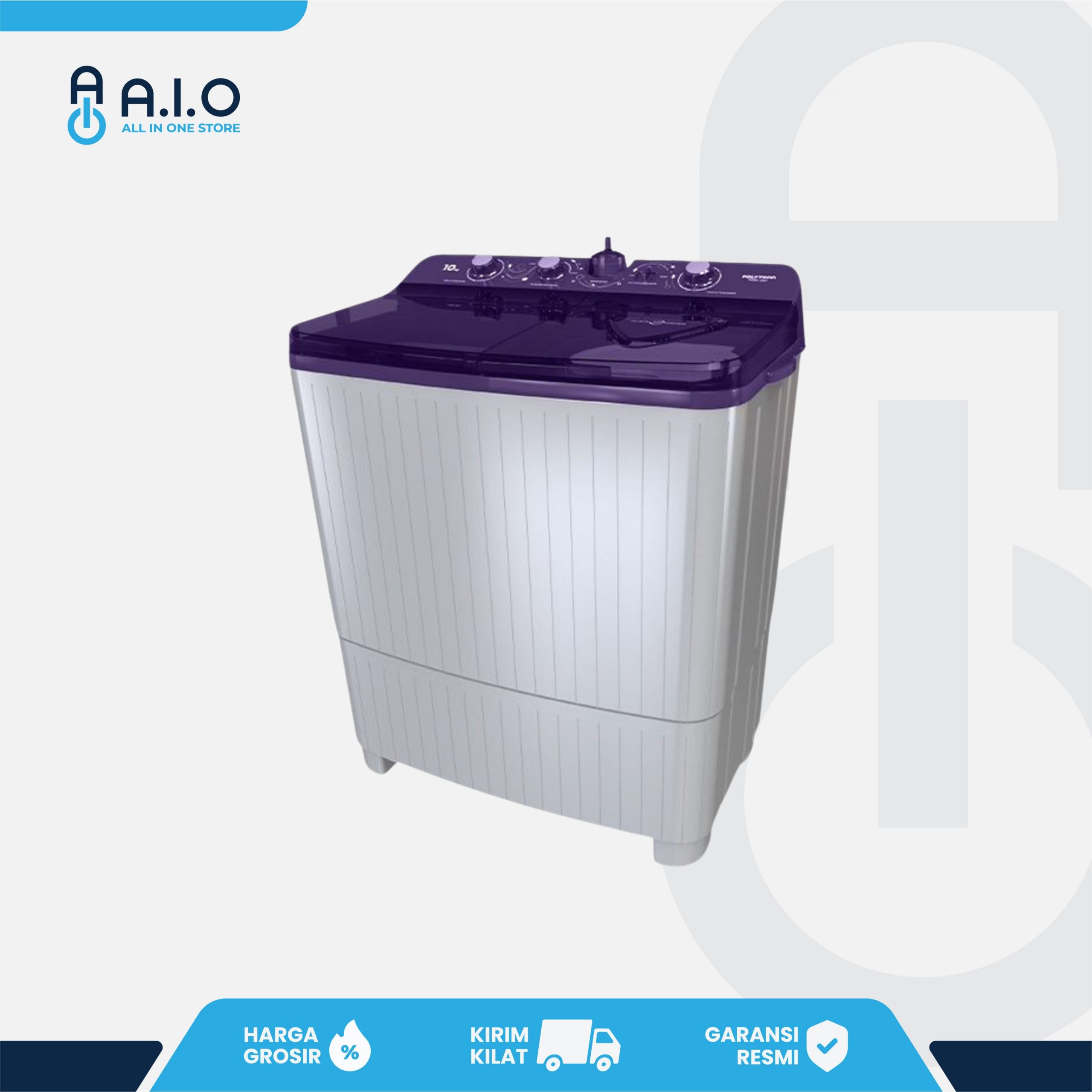 POLYTRON - MESIN CUCI 2 TABUNG 10 KG - PWM 1081V
