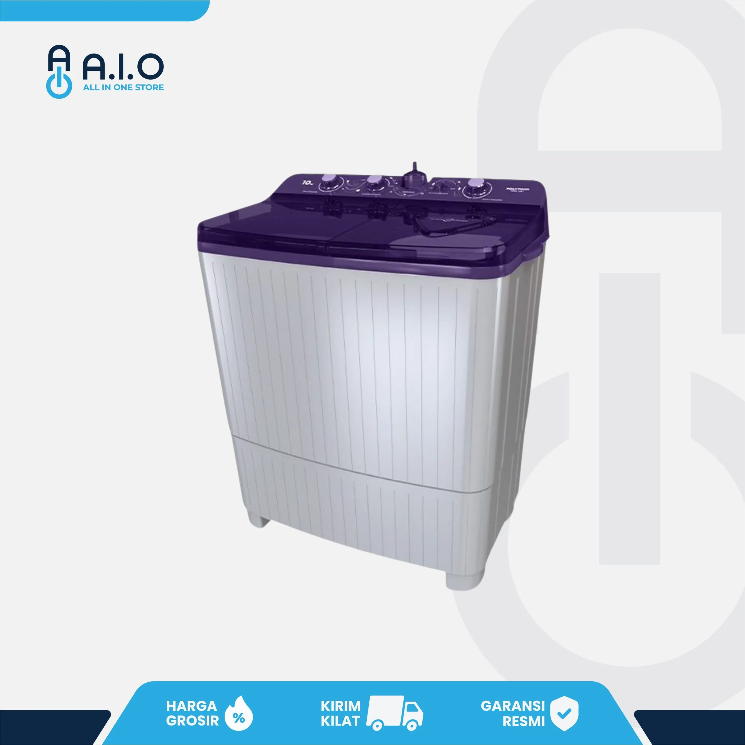 POLYTRON - MESIN CUCI 2 TABUNG 10 KG - PWM 1081V