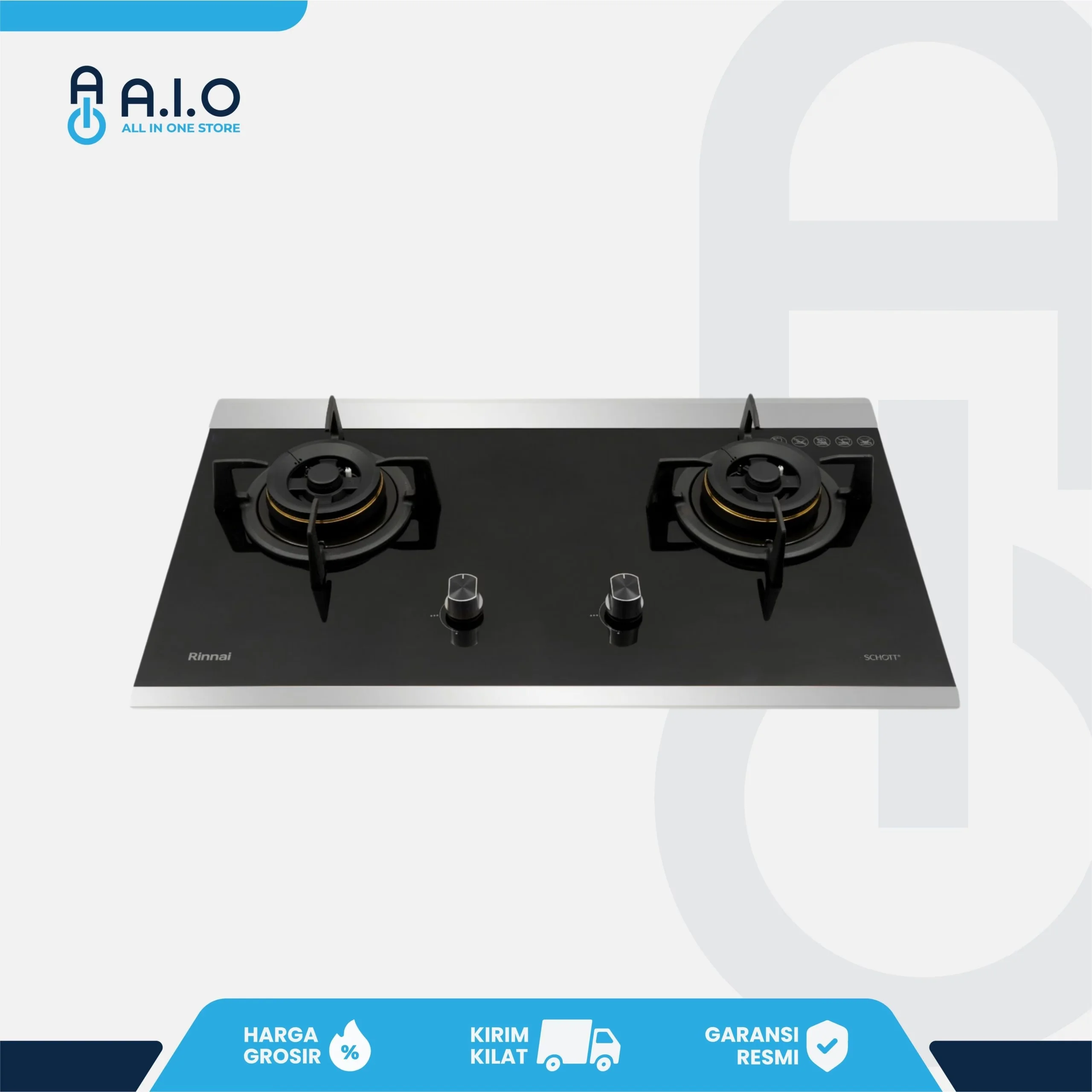 RINNAI - KOMPOR TANAM 2 TUNGKU - RB 7512D(G) 2 RINNAI - KOMPOR TANAM 2 TUNGKU - RB 7512D(G) - Gambar 2