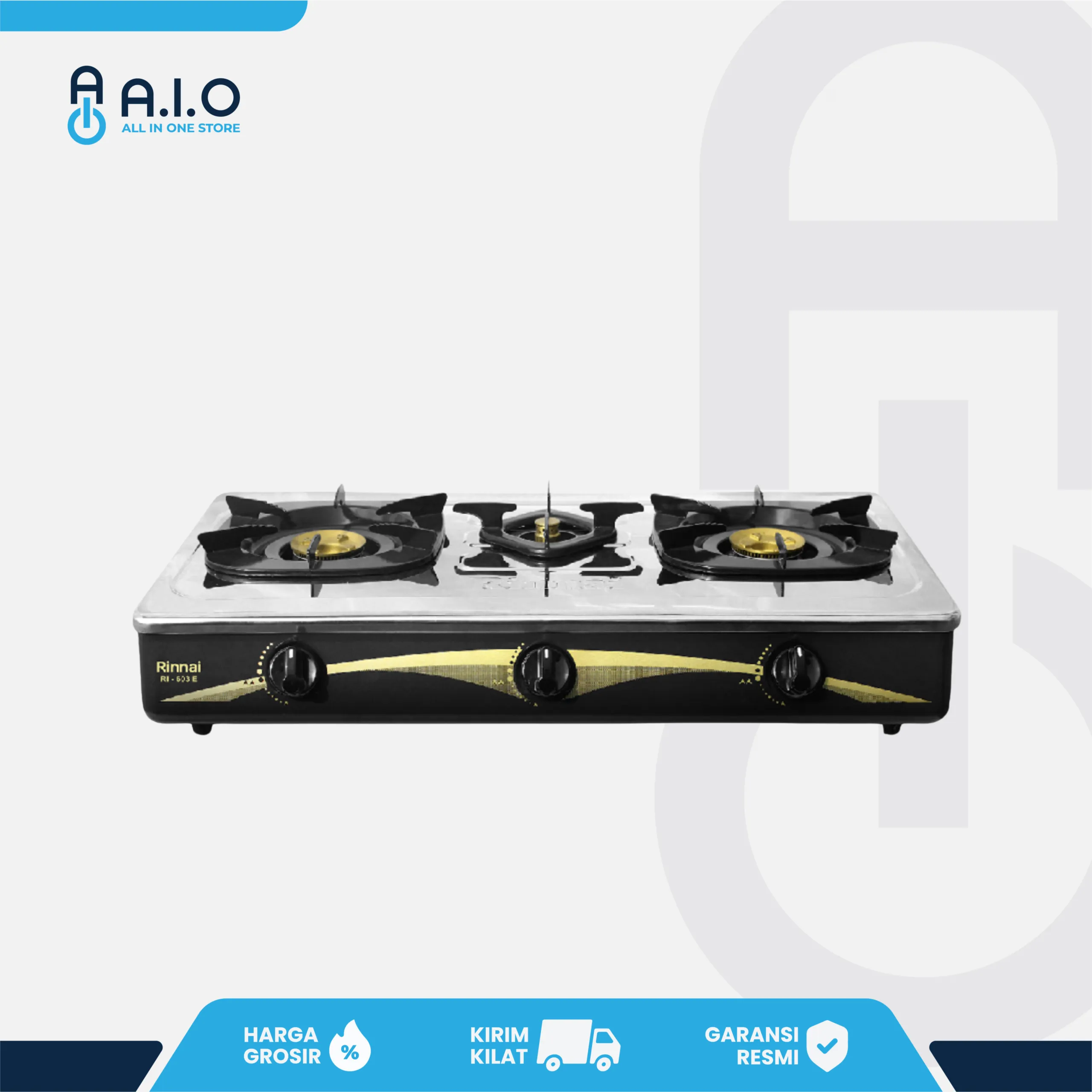RINNAI - KOMPOR 3 TUNGKU - RI 603E 1 RINNAI - KOMPOR 3 TUNGKU - RI 603E
