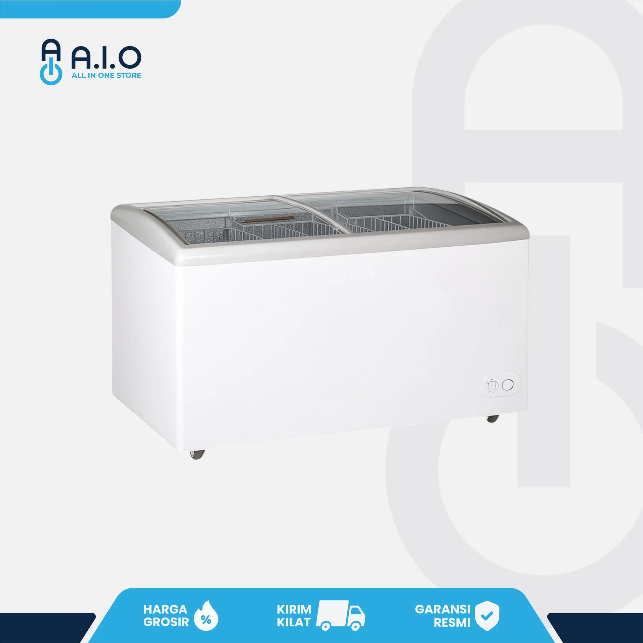 CROWN - SLIDING CURVE GLASS FREEZER 2 PINTU 338 L - SD 338