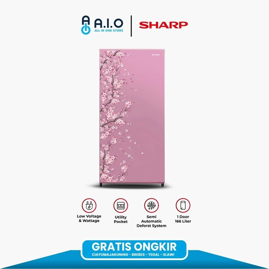 SHARP - KULKAS 1 PINTU 166L - SJ-N182D-SP kulkas 1 pintu sharp
