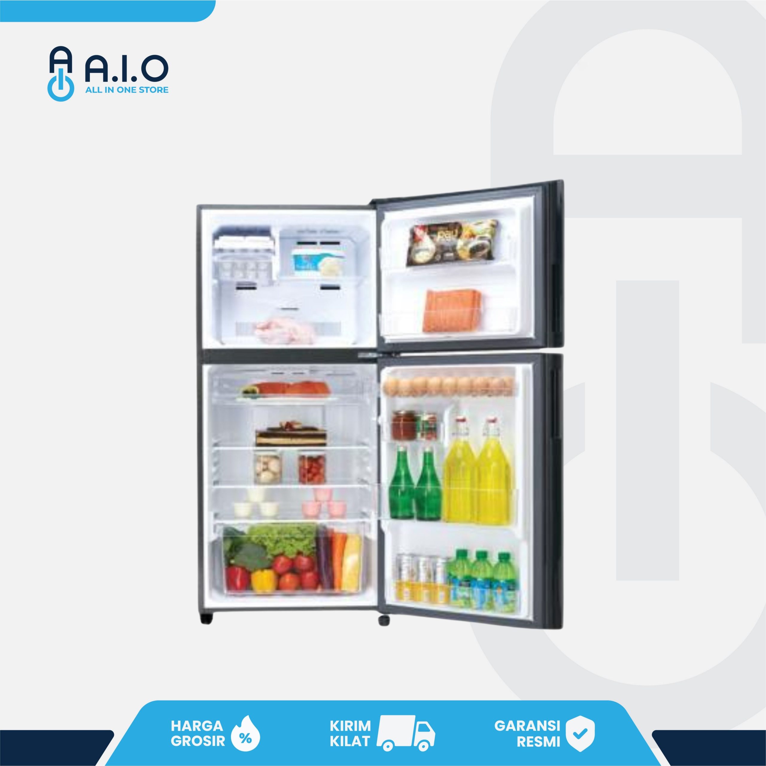 SHARP - KULKAS 2 PINTU 187 L - SJ 246XG MR