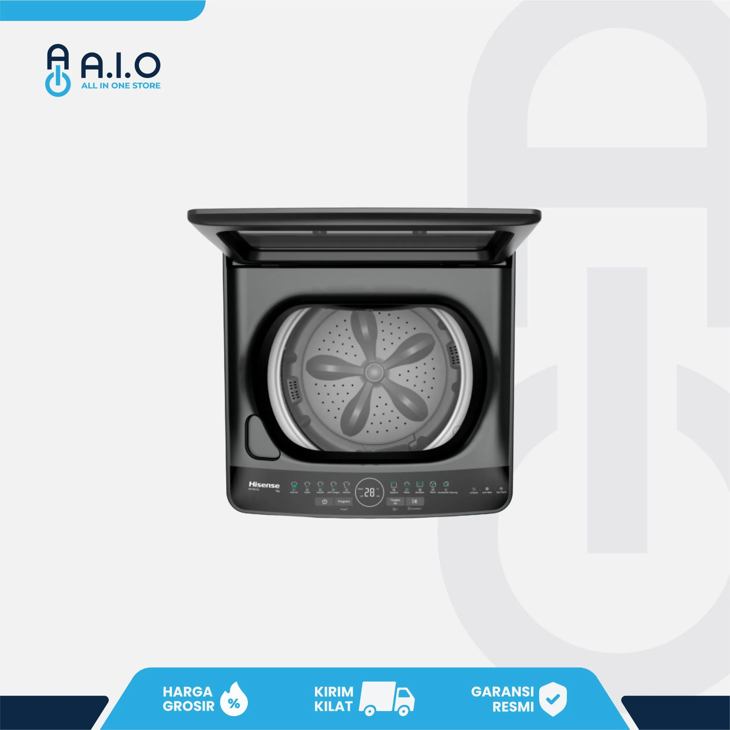 HISENSE - MESIN CUCI TOP LOADING 9 KG - WT90F30 3 HISENSE - MESIN CUCI TOP LOADING 9 KG - WT90F30 - Image 3