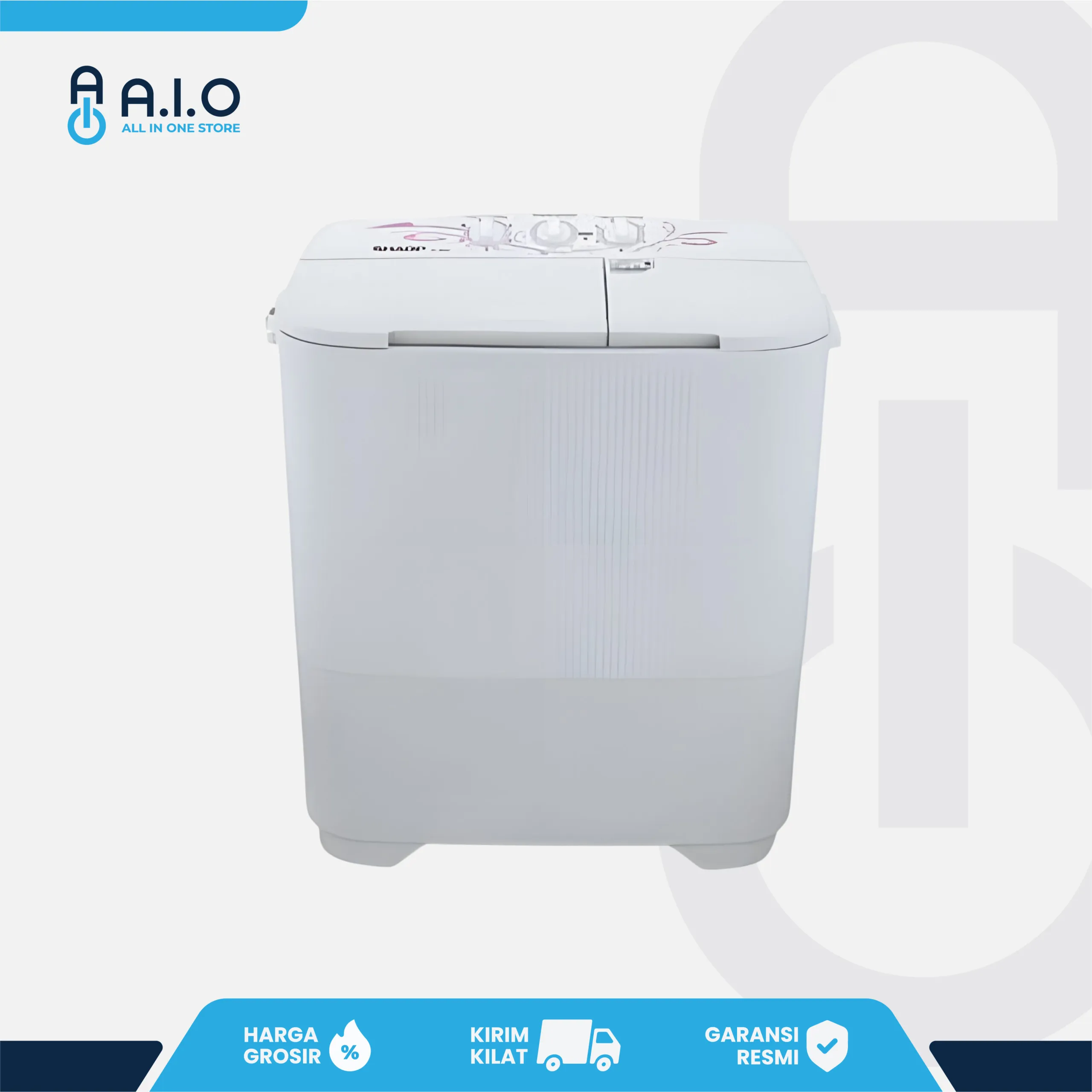 SHARP - MESIN CUCI 2 TABUNG 6.5 KG - ES T65MW PK