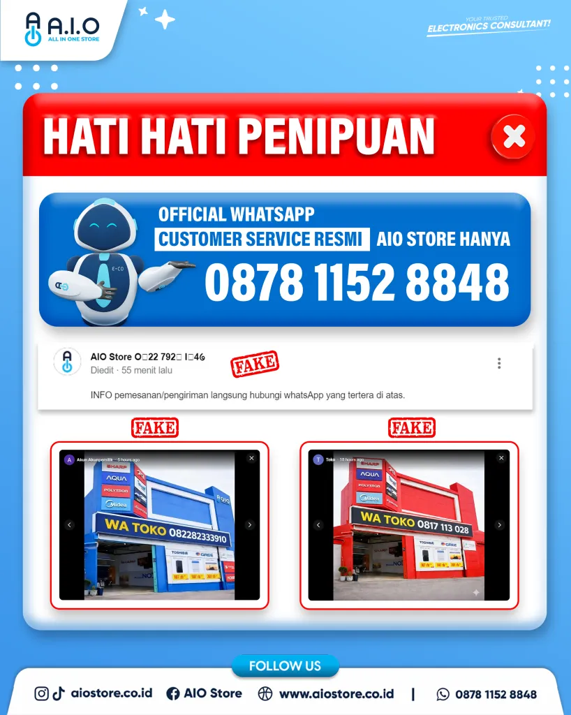 FEED PERINGATAN PENIPUAN MENGATASNAMAKAN AIO STORE Link Bio AIO Store