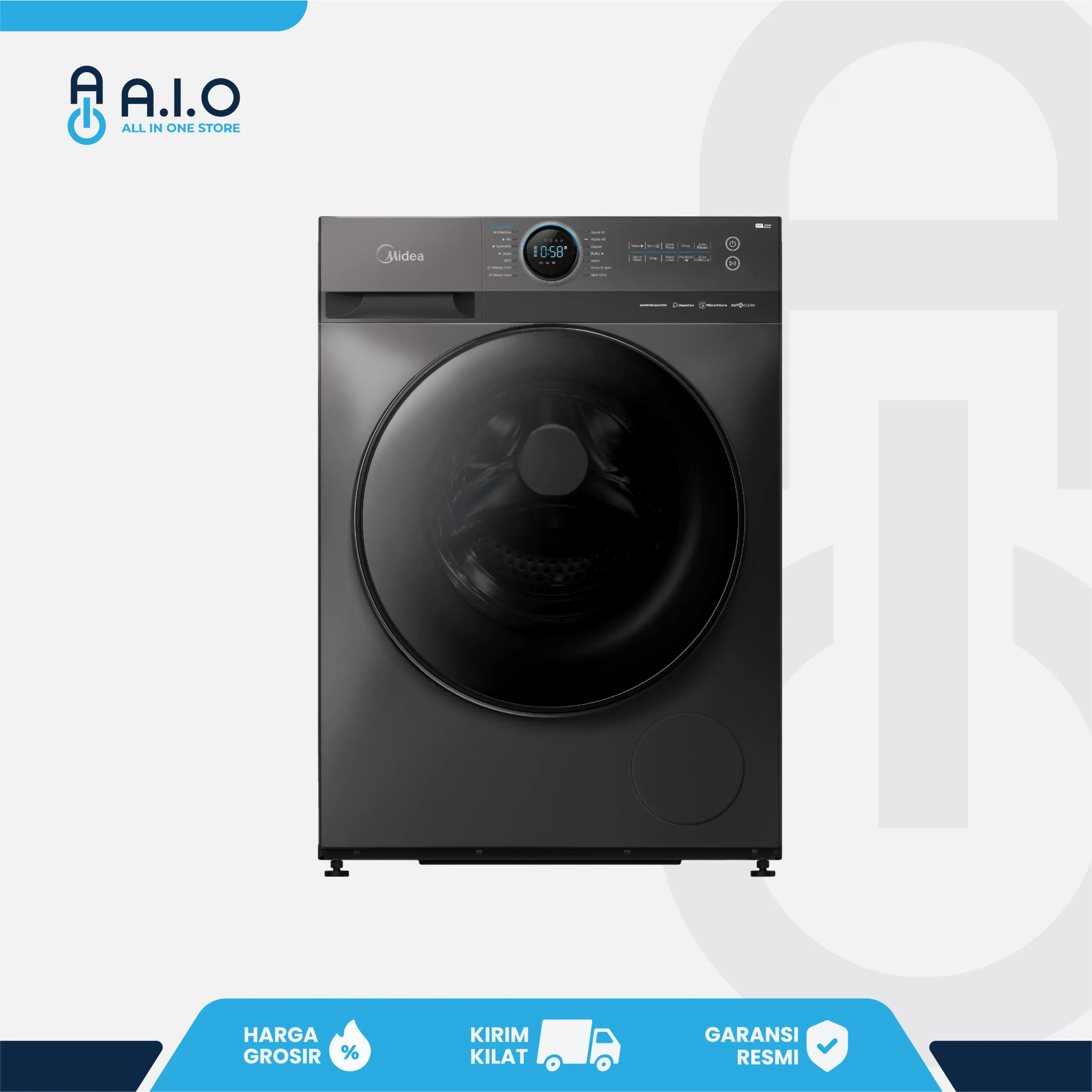 MIDEA - MESIN CUCI FRONT LOADING 12 KG - MF200D120WB 1 MF200D120WB FRONT