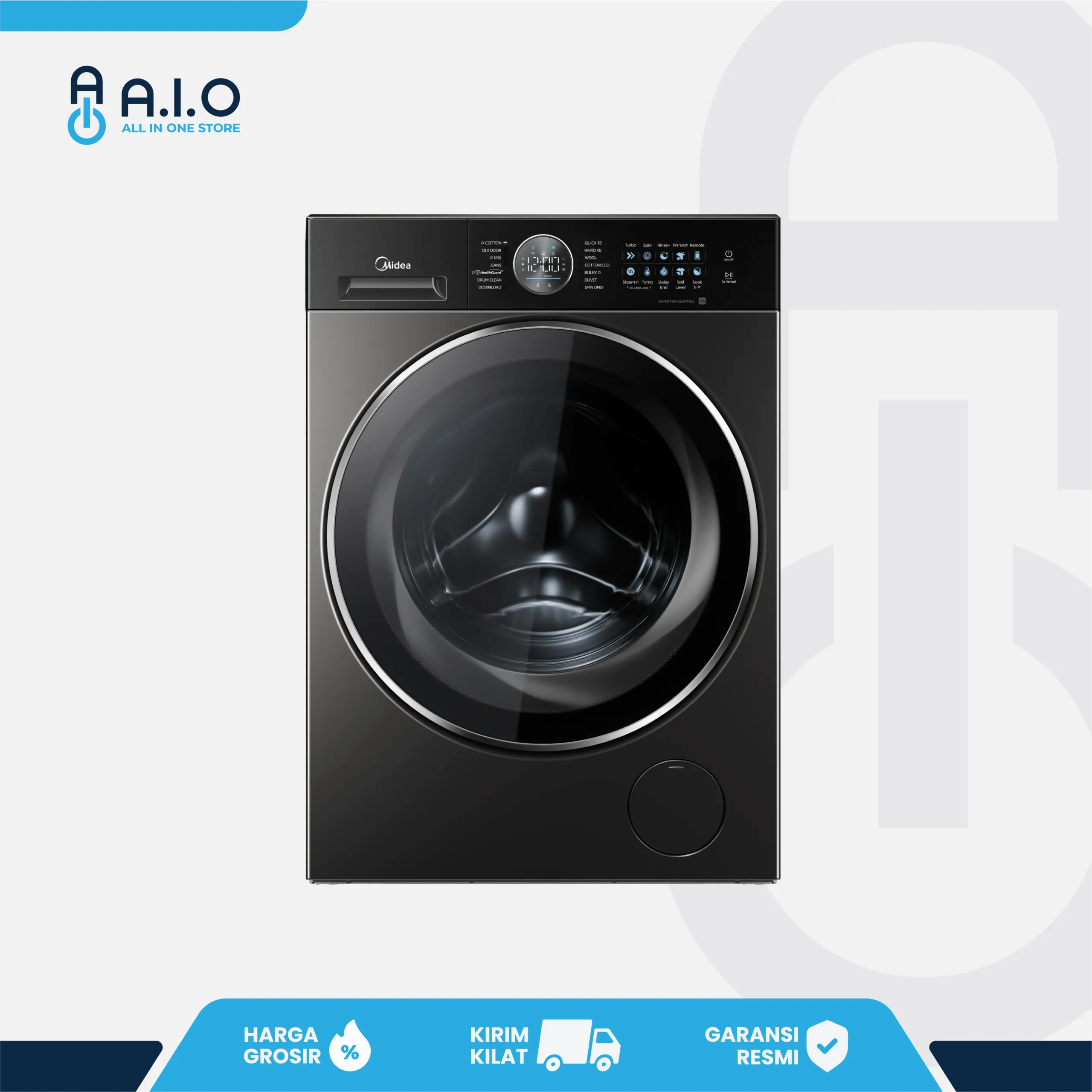 MIDEA - MESIN CUCI FRONT LOADING 10.5 KG - MF210D105WB 1 MF210D105WB FRONT