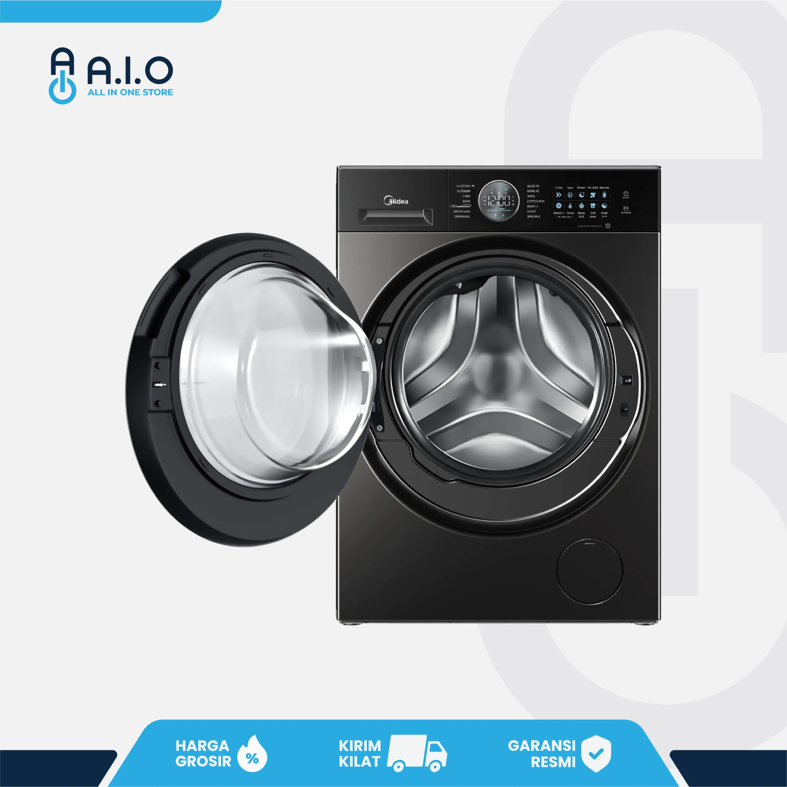 MIDEA - MESIN CUCI FRONT LOADING 10.5 KG - MF210D105WB 3 MF210D105WB OPEN