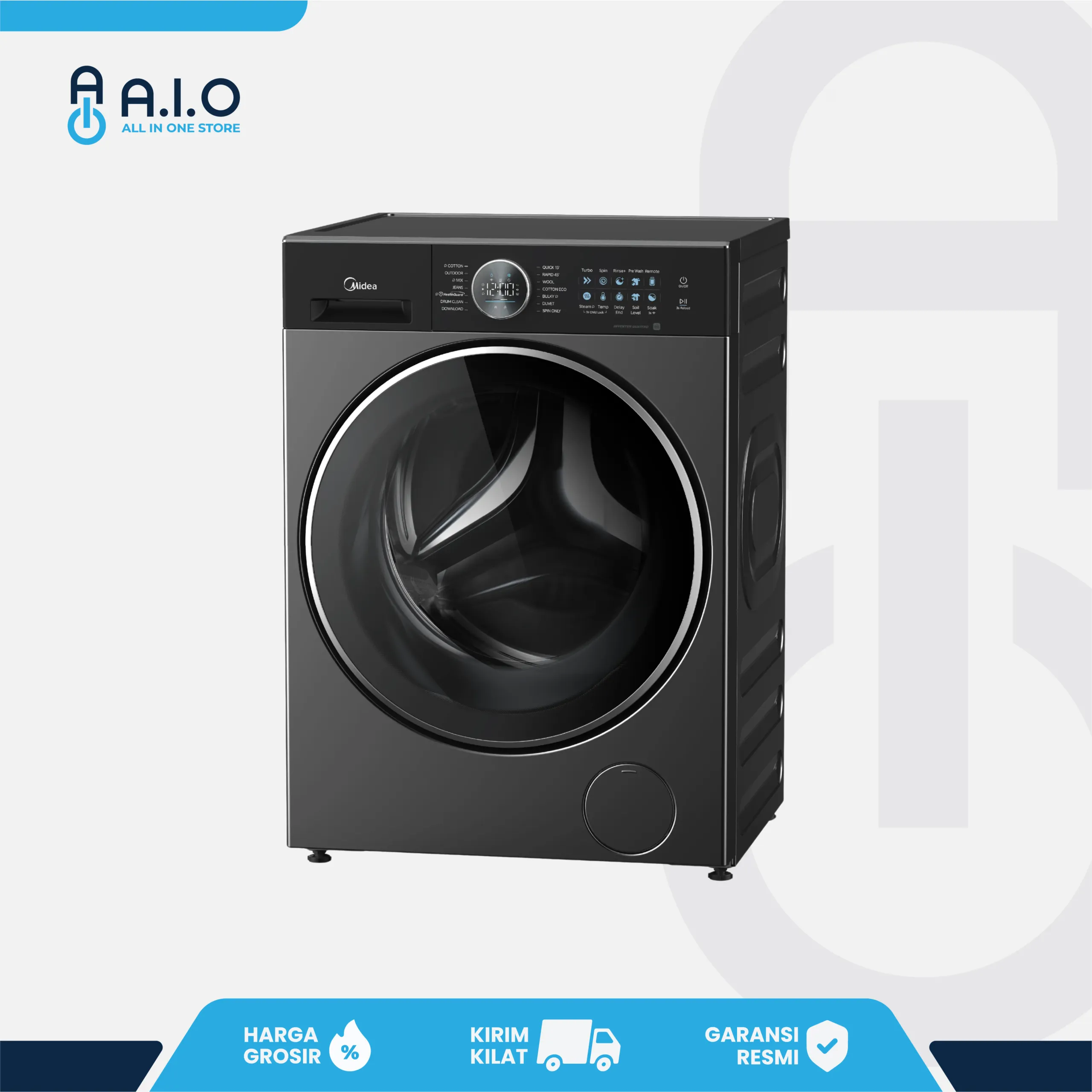 MIDEA - MESIN CUCI FRONT LOADING 10.5 KG - MF210D105WB 2 MF210D105WB RIGHT