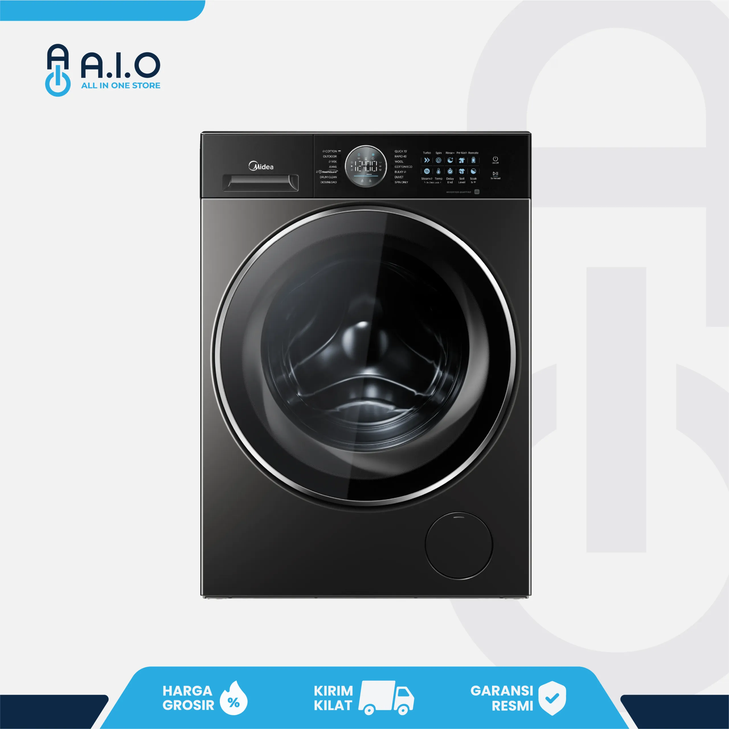 MIDEA - MESIN CUCI FRONT LOADING 12 KG - MF210W105WB 1 MF210W105WB FRONT