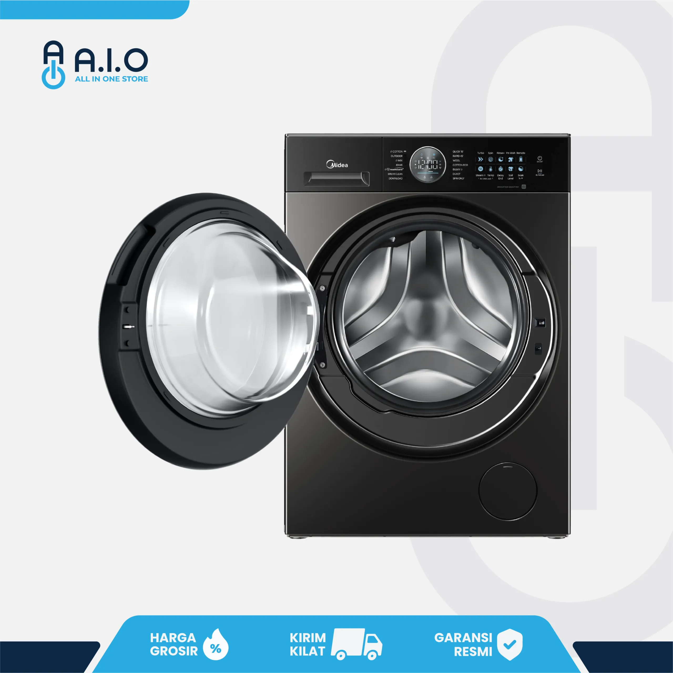 MIDEA - MESIN CUCI FRONT LOADING 12 KG - MF210W105WB 3 MF210W105WB OPEN