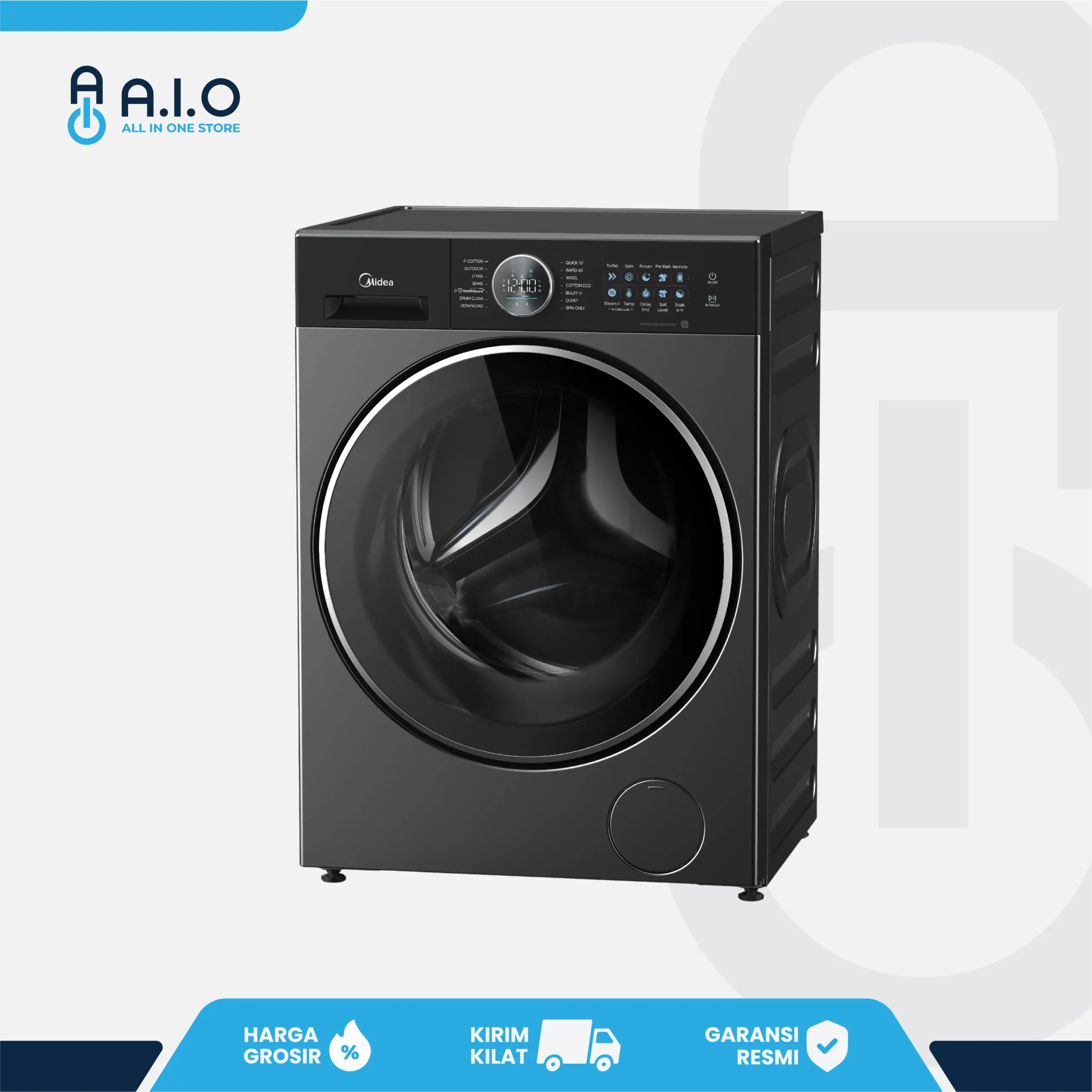 MIDEA - MESIN CUCI FRONT LOADING 12 KG - MF210W105WB 2 MF210W105WB RIGHT