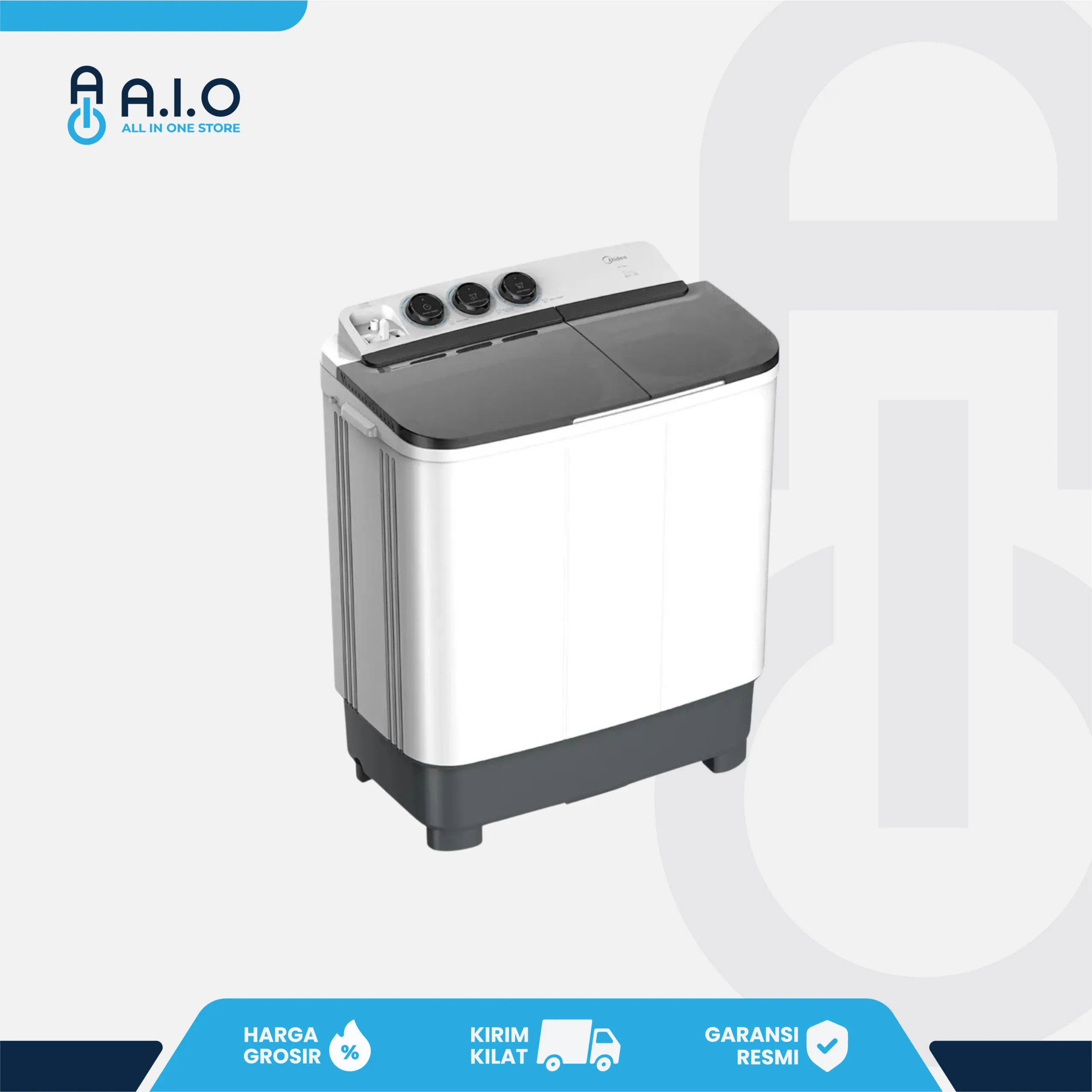 MIDEA - MESIN CUCI 2 TABUNG 8 KG - MT100W80